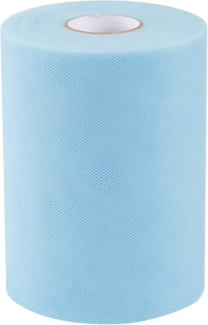 Joycrosso Tulle Fabric Rolls 15cm x 91M (100 Yds) Organza Tulle Polyester Netting Spool for Wedding Decorations Gift Baby Shower Crafts DIY Tutu Skirt-Soft & Drape (Lt. Blue)