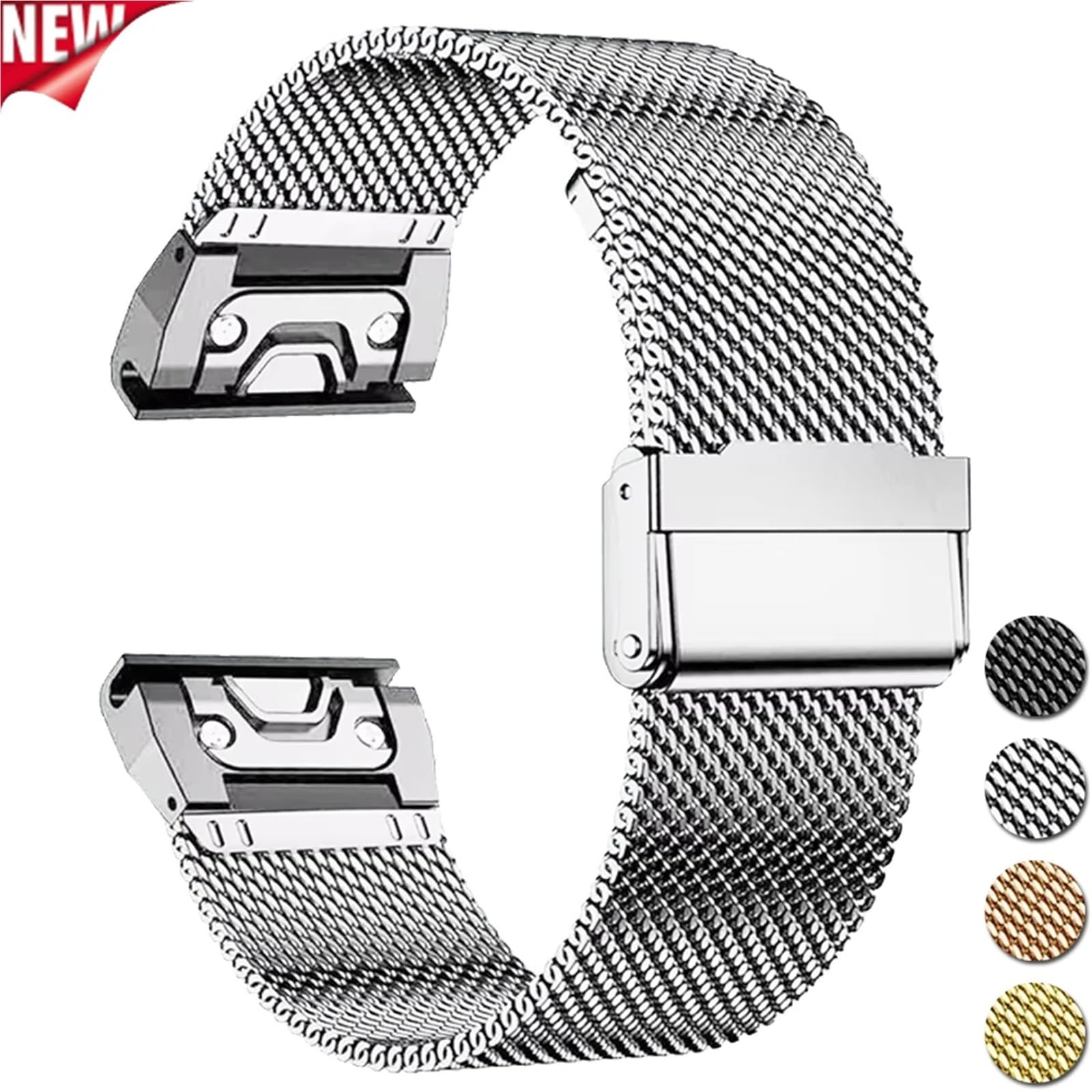 KDEGK 20/22/26mm Quick Fit Strap for Garmin Fenix 8 43 51mm 7s 7X 7 Pro Fenix 6s 6X 6 5s 5X 5Plus Tactix 7 Stainless Steel Band Forerunner 965 Watchbands(Rose gold,For Fenix 8 47mm)