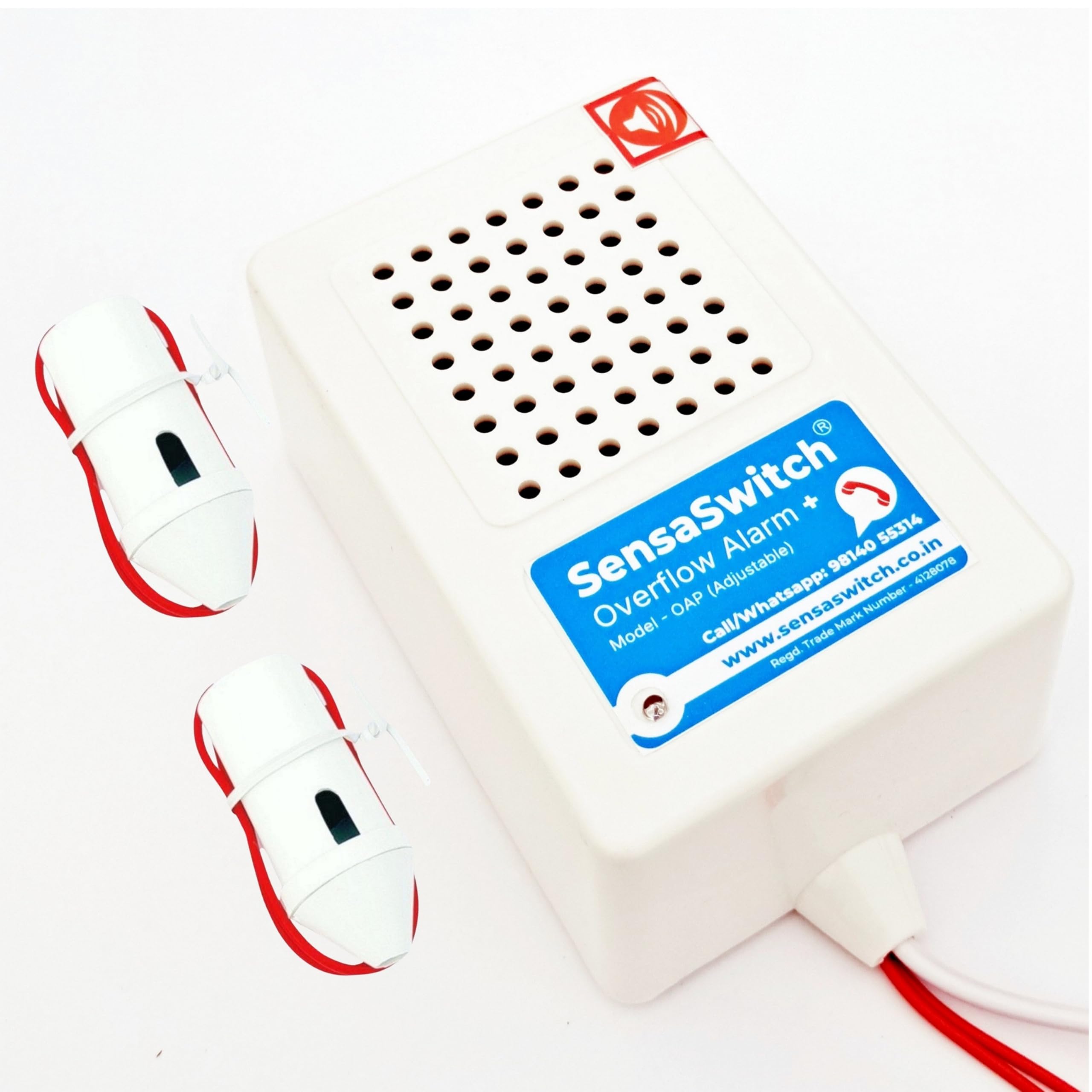 SensaSwitch Water Tank Overflow Alarm Bell with Water Sensor Model-OAP, Adjustable Volume Musical Sound, White ABS Plastic-picture-22