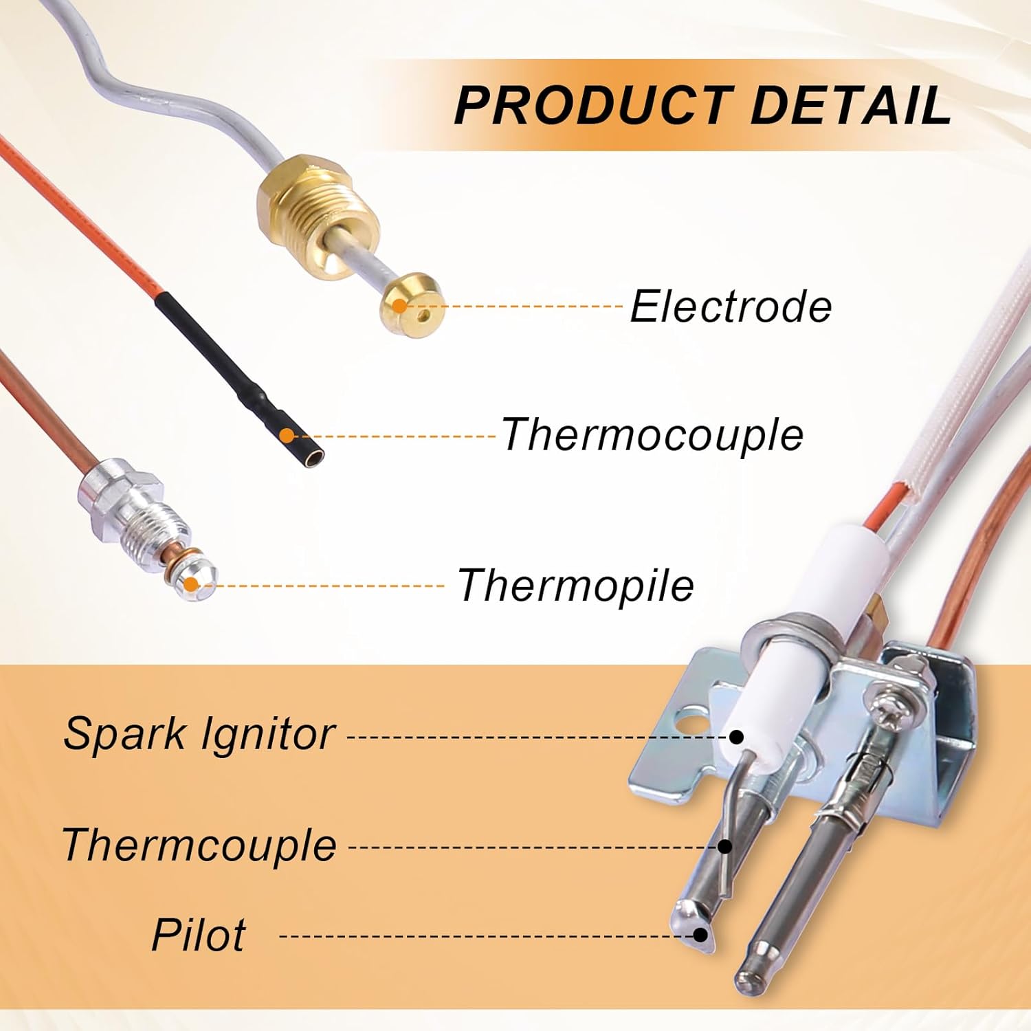 SP20075 Water Heater Pilot & Igniter Assembly Kit Replacement for Rheem, PROTECH, GE Natural Gas Pilot Assembly, Includes: Pilot Assembly, Burner Door Gasket, Screws, Clips