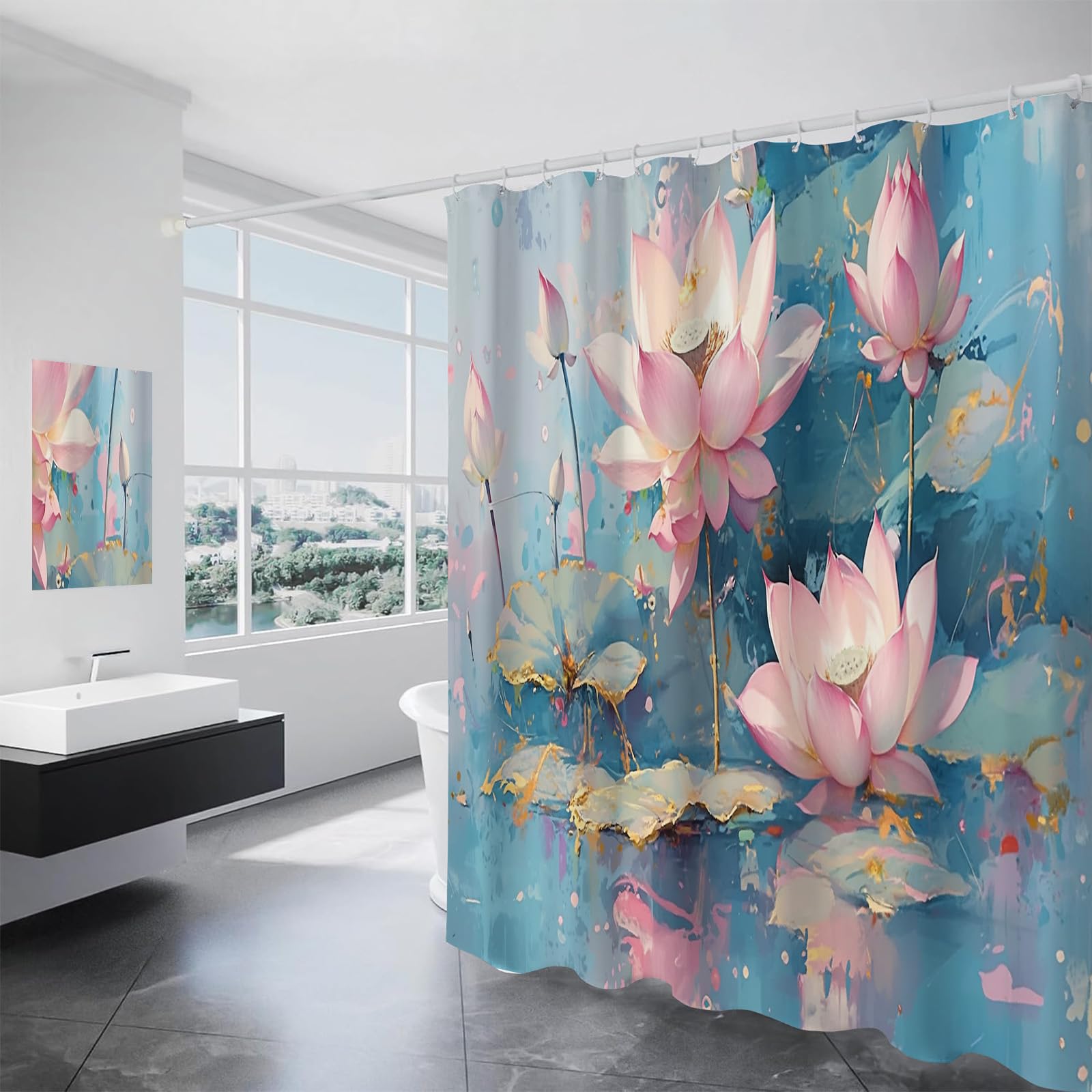 Feuilles vertes rideau de douche floral pour créer une ambiance spa relaxante chez soi