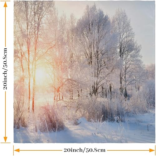 Miniatura 2 de Juego de 6 servilletas de tela de árbol con escena de nieve de invierno, lavables, reutilizables, servilletas decorativas para el hogar, fiestas,