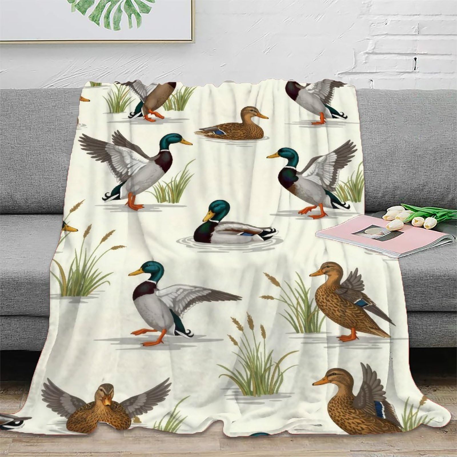 Plaid Canard 3D en microfibre moelleuse 150x200 cm pour salon