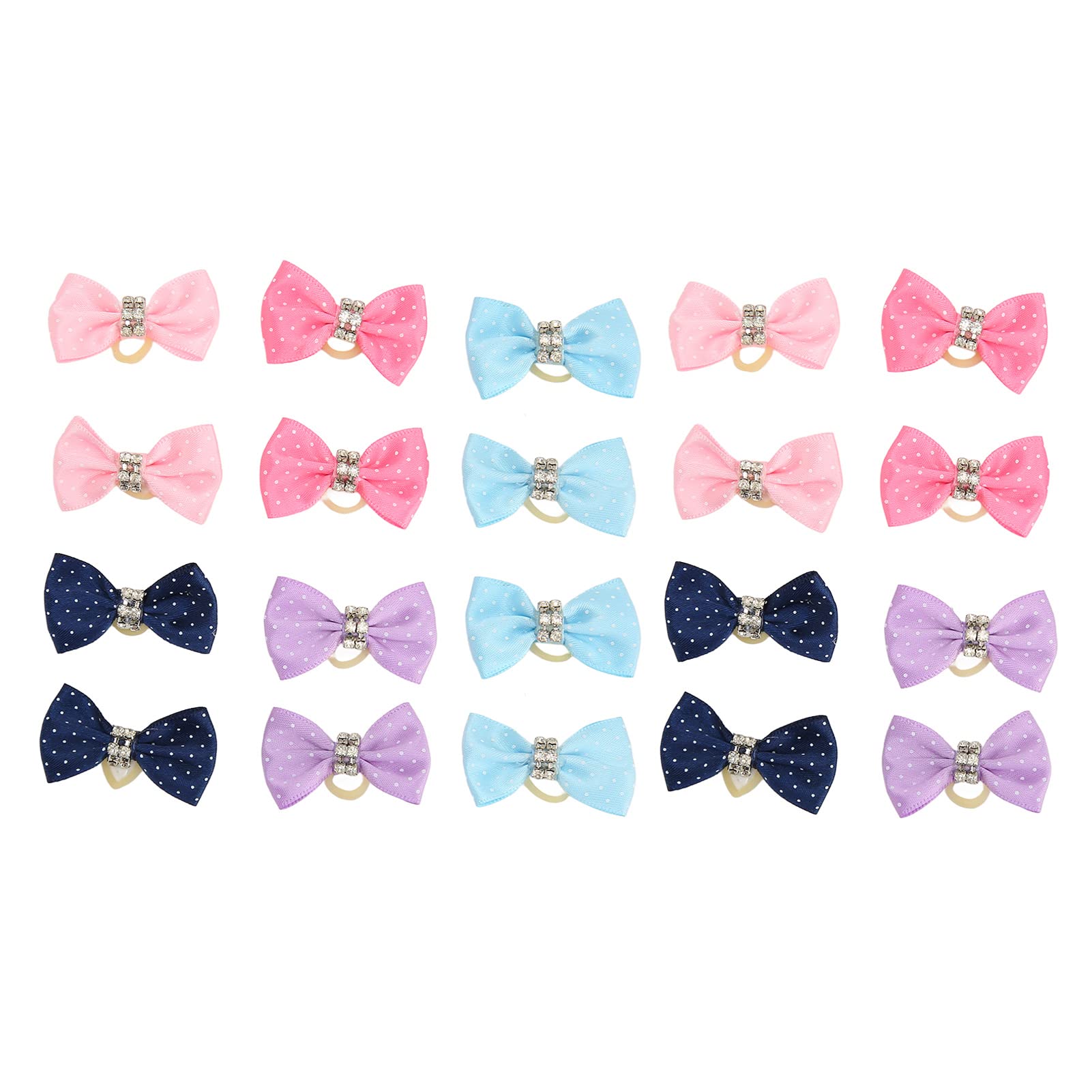 Vitdipy 20pcs Pet Hair Bows, Handcrafted Cute Fashionable Dog Grooming Topknot Hair Bows with Rubber Band for Puppy Cats Rabbits