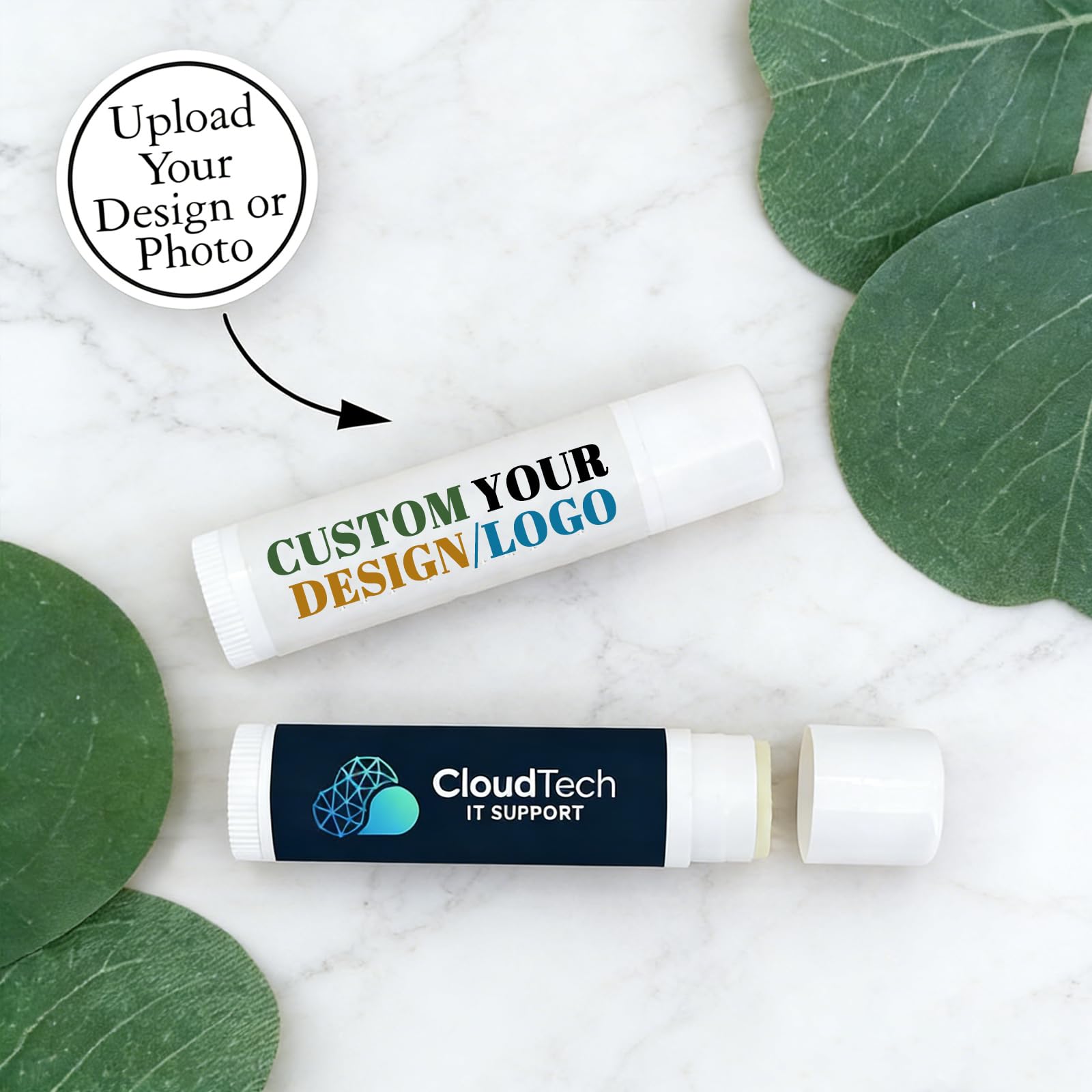Baume à lèvres personnalisé en vrac avec logo Chapstick personnalisé, articles promotionnels pour cadeaux d'affaires, mariage et événement (100 pièces)