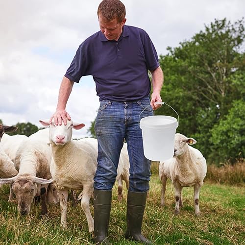 Miniatura 2 de Healifty Cubo de 3 galones, cubo de plástico resistente de 10 L, cubo de limpieza con asa y tapa, cubo industrial redondo para trapear pintura,