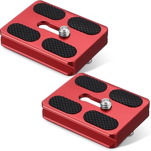 Vista 56 de Frienda 2 piezas de placa de liberación rápida de metal con tornillo de cámara de 1/4 a 20 placa de montaje de trípode se adapta estándar para Negro