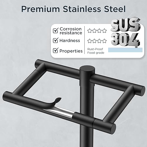 Vista 63 de FORIOUS Soporte de pared para papel higiénico, soporte de rollo de papel higiénico de doble poste giratorio de acero inoxidable para baño