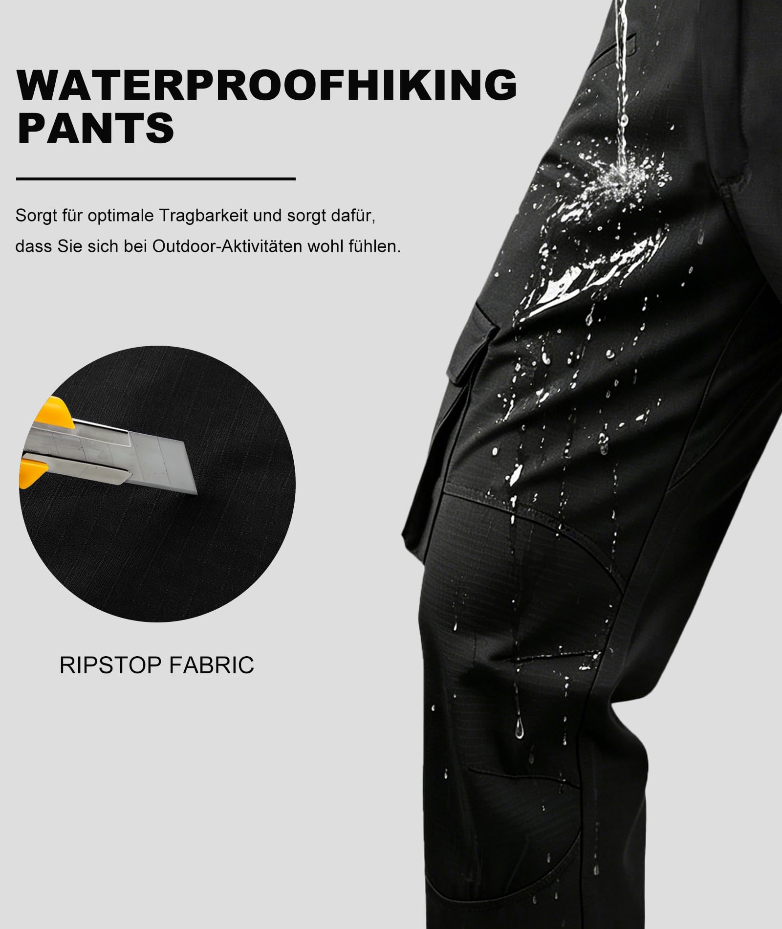 ZITY Pantalones de Trabajo para Hombre, Pantalones tácticos Cargo Senderismo con Cintura elástica montañismo para Exteriores con múltiples Bolsillos