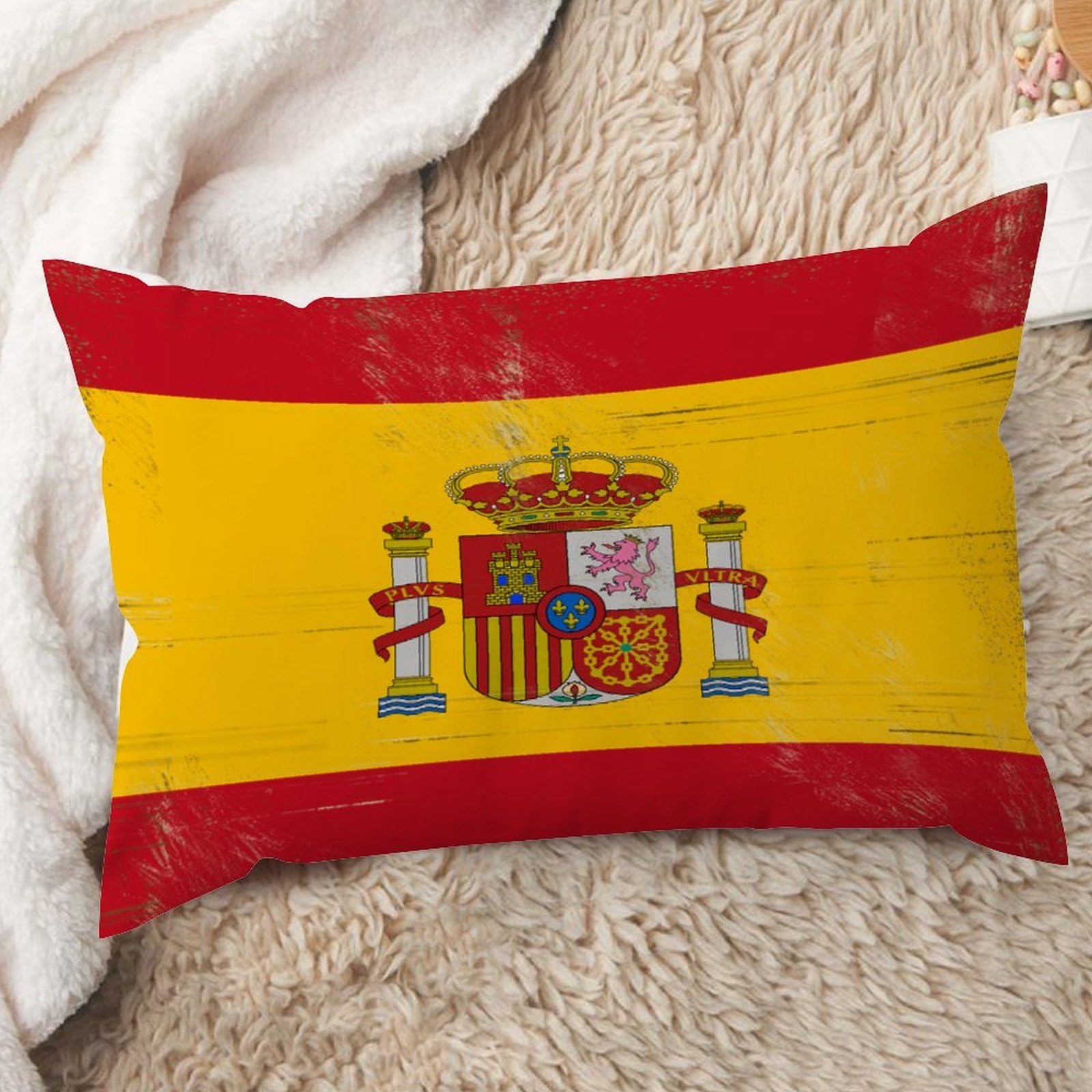 Madcolitote Spain Flag Pillows Spain Country City Souvenir Pillow Covers National Flag Throw Pillow Cushion Cover 12x20in Decorative Pillowcase for Sofa Living Room Bedroom