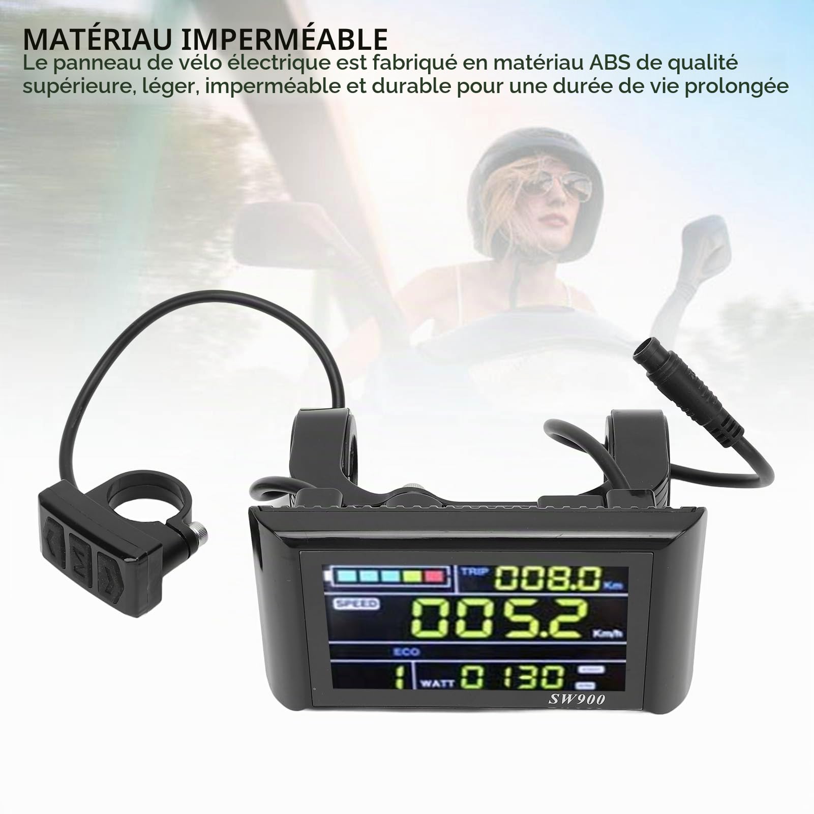 Yunir Affichage LCD à Vélo électrique, 24V 36V 48V 60V Panneau de Commande D'écran LCD à Vélo électrique, Compteur D'affichage LCD Scooter 6P Proof 6P, pour Les Vélos électriques de