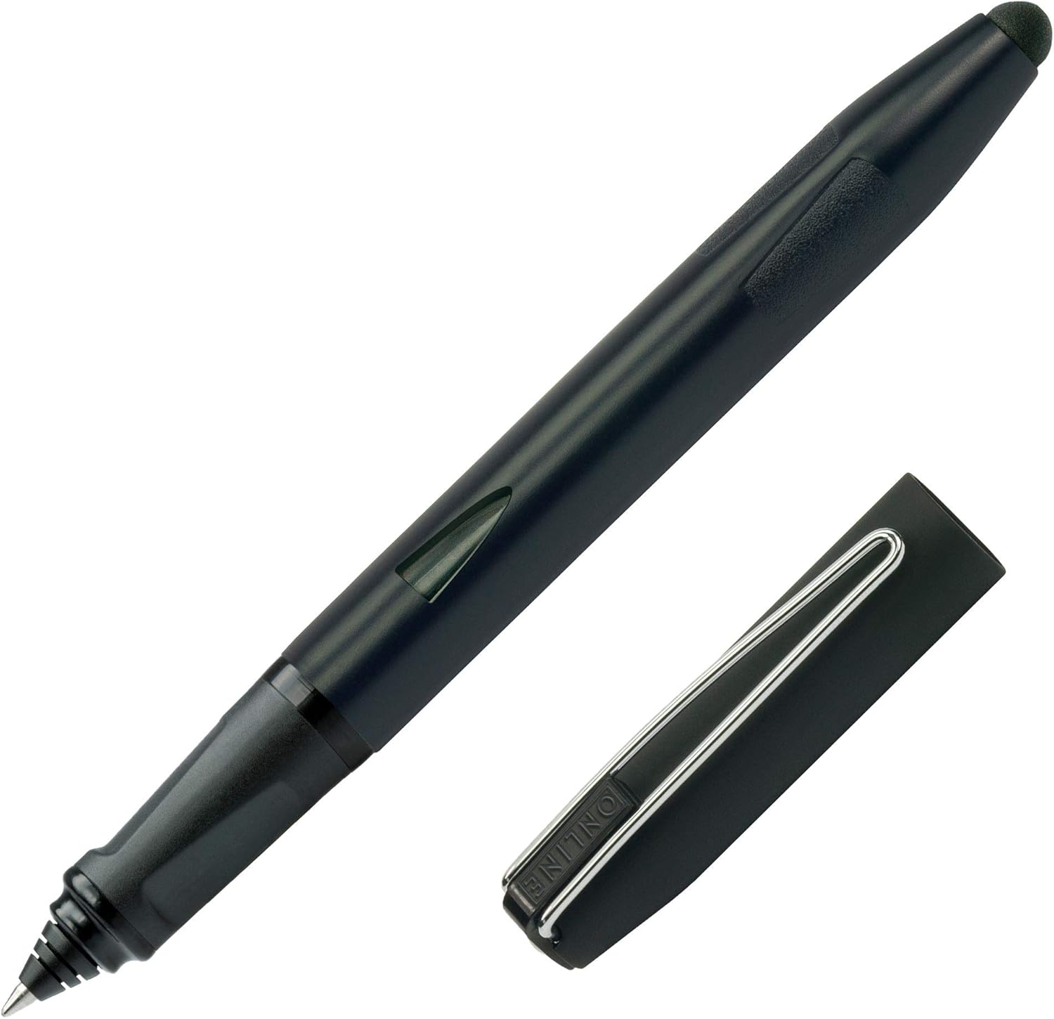 Online Rollerball Switch Plus, ink cartridge roller and touch pen, ergonomically shaped, for left- and right-handed,stylus tip for tablets & smartphones, multifunction-pen incl. ink cartridge, black