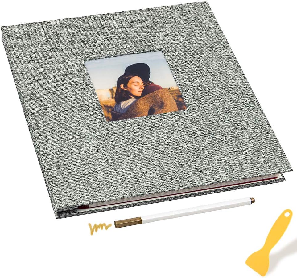 Scrapbook Album Self Adhesive Photo Album Double Sided 40 Pages Linen