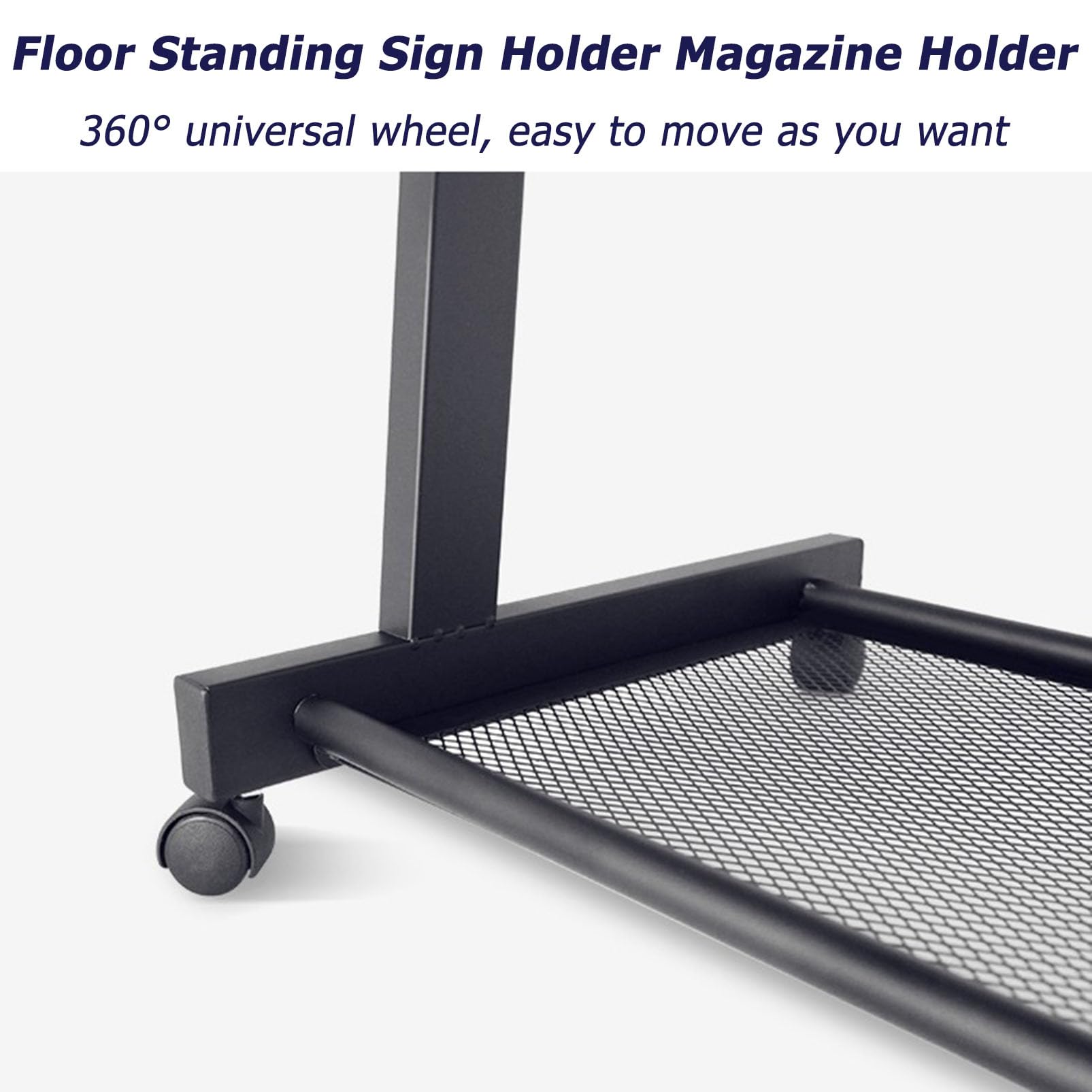 Soporte reutilizable para letreros de pie con ruedas, estante de exhibición móvil para folletos y carteles, ideal para ferias, oficinas y tiendas minoristas