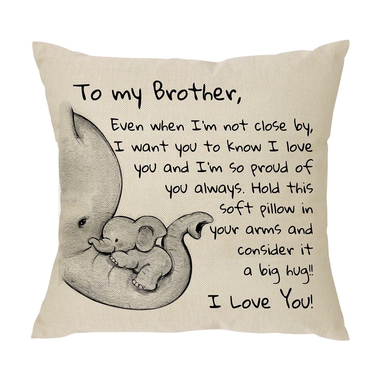 CRAFT MANIACS to My Brother Cute Elephant Art 16 * 16 Pillow with Filler Inside Best Rakshabandhan Gift for Your Special Brother-image-1