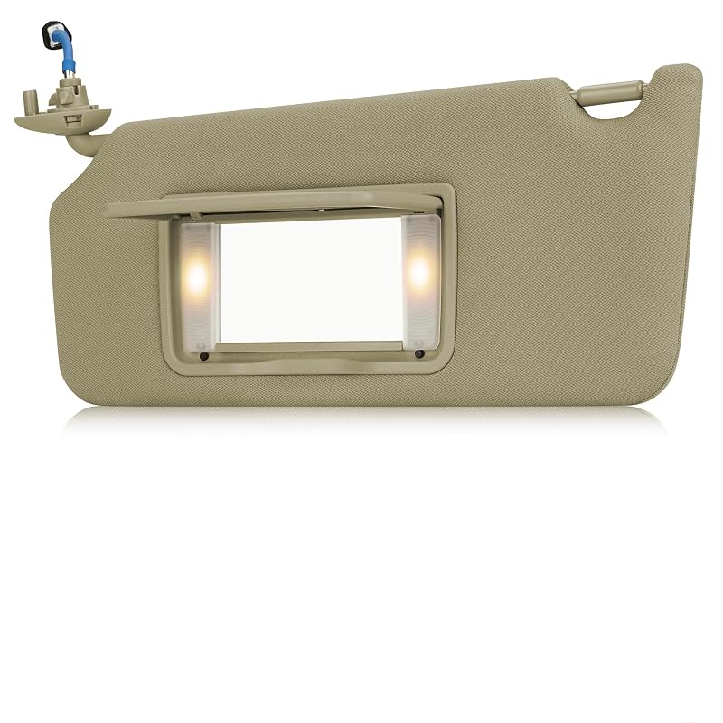 Para-Sol Esquerdo Bege com Espelho e Luz para Honda Accord 2008 a 2010 Youxmoto