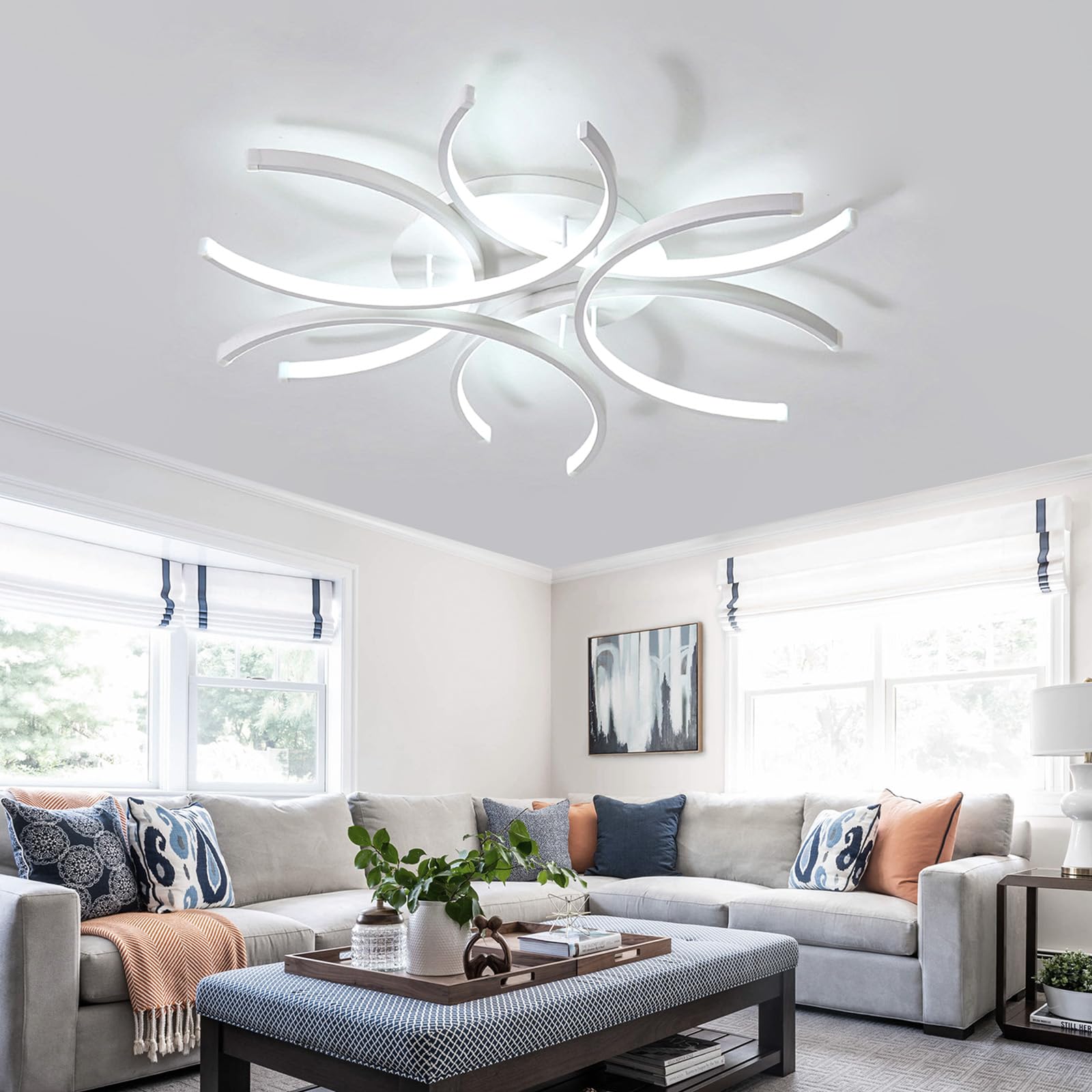 Smart Lampadario Soggiorno con Telecomando e APP, Creativo Plafoniera LED Dimmerabile con Funzione di Memoria Nessuno Sfarfallio Protezione Degli Occhi Lampada Cameretta Cucina Ufficio-60CM