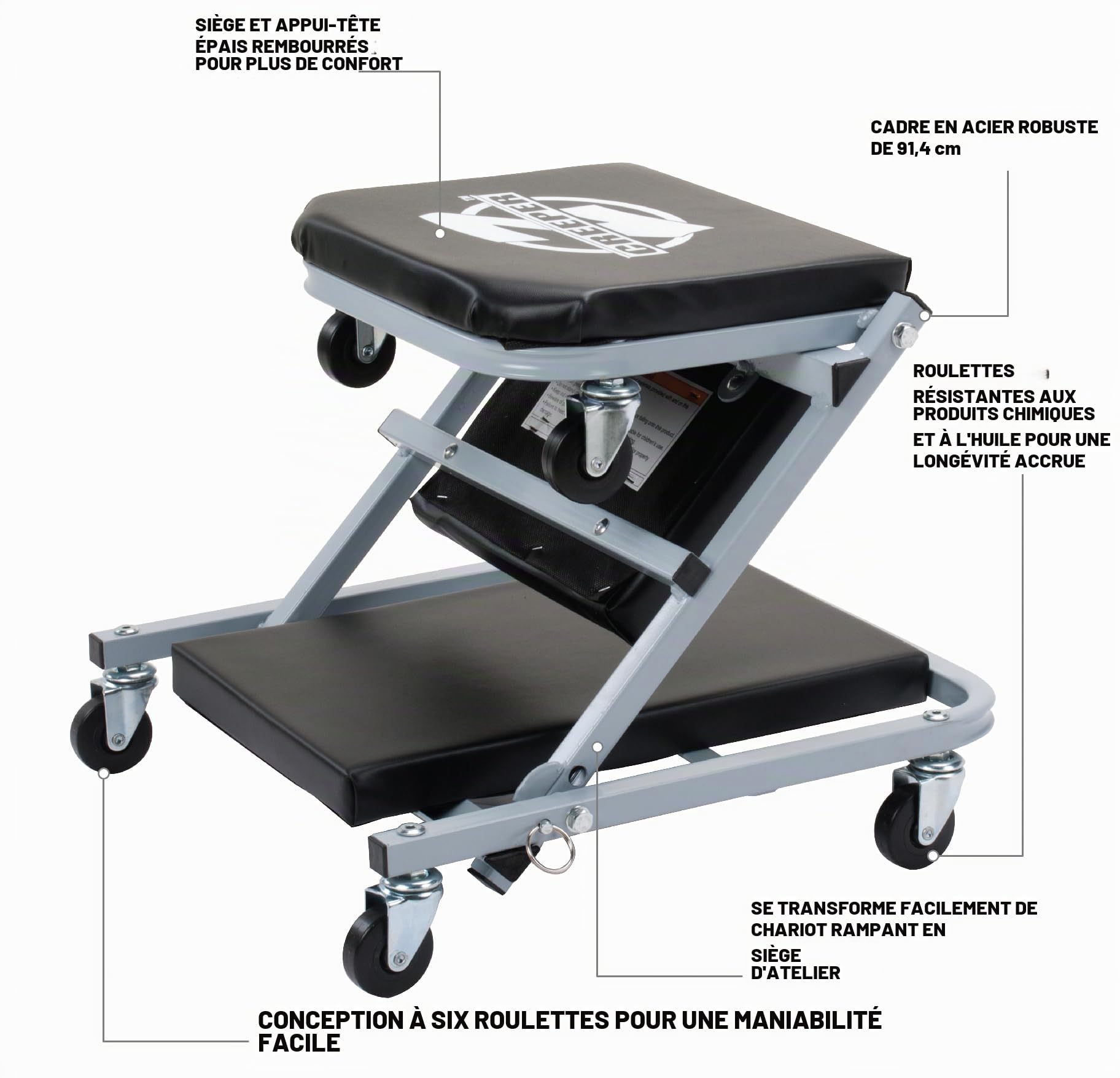 Pro-LifT C-2036D Z-Creeper Siège Gris 91,4 cm