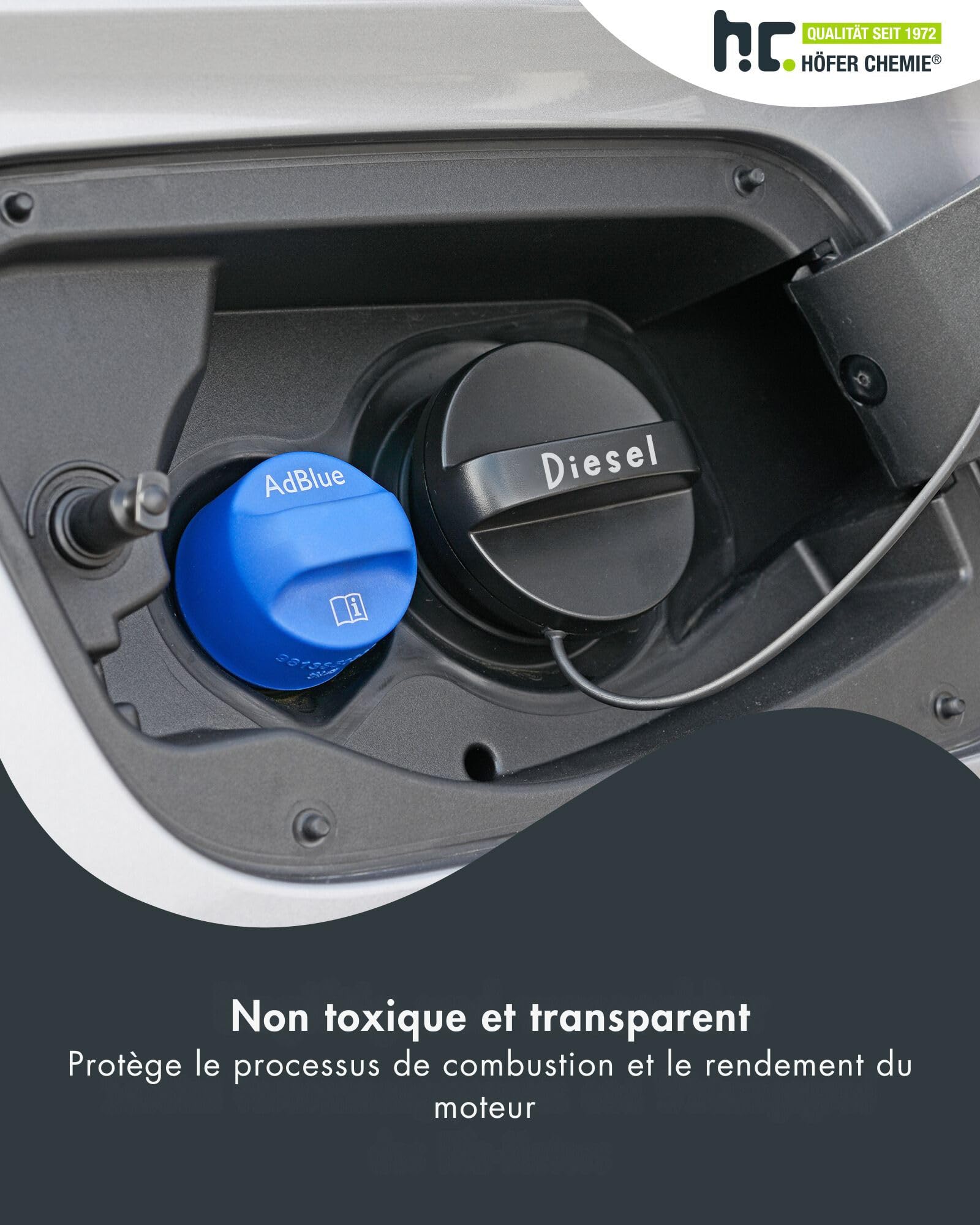 Höfer Chemie AdBlue 2 x 10L avec bec verseur - solution d'urée pour voitures diesel - bidon avec bec verseur - réduit les oxydes d'azote toxiques