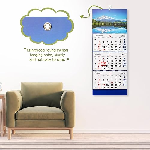Miniatura 3 de Flenpptly Calendario de pared grande 2024, calendario mensual vertical de papel grueso, de diciembre de 2023 a enero de 2025, para una agenda diaria