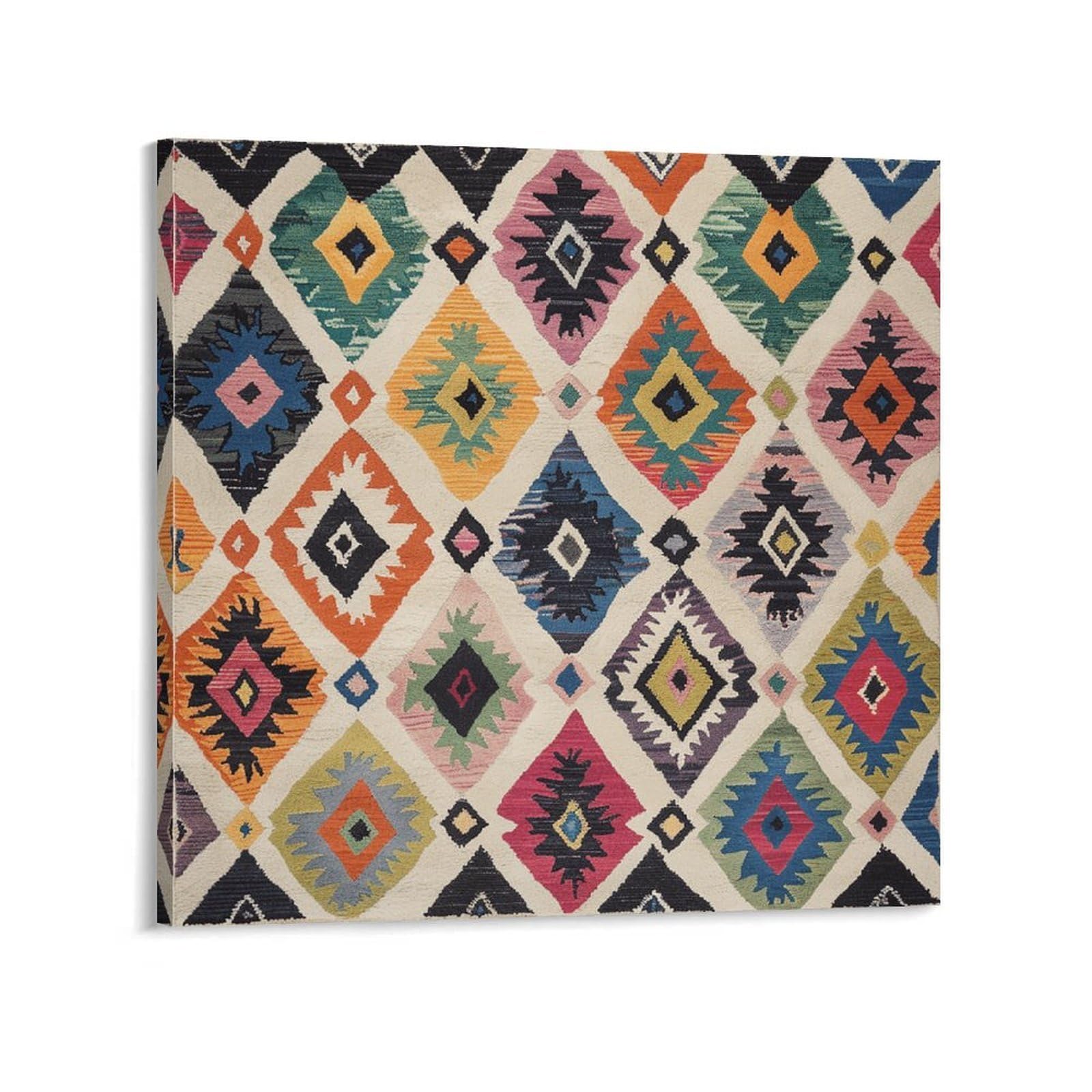 Rhombus Design Pattern Canvas Wall Art for Bedroom 20x20inch(50x50cm) Canvas Prints Artwork for Walls Modern Picture Artwork Painting for Living Room Aesthetic Wall Paintings for Bathroom Kitchen Offi