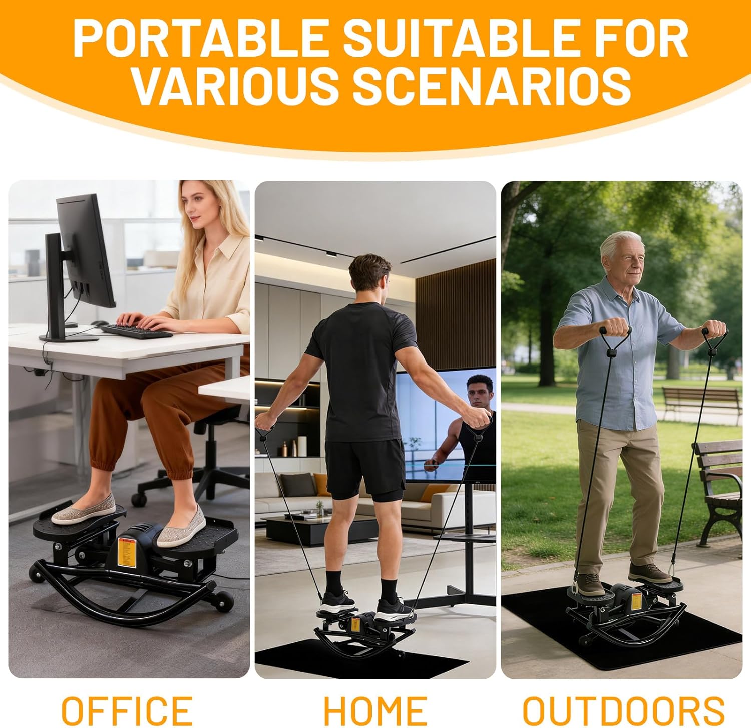 Upgrade Rock Stepper Side to Side,Rock Stepper Eexercise Machine,with Digital Display,Resistance band& Mat,Home Exercise Equipment,Portable Lateral Rock Stepper,Step Rocker for Home,Office and Outdoor