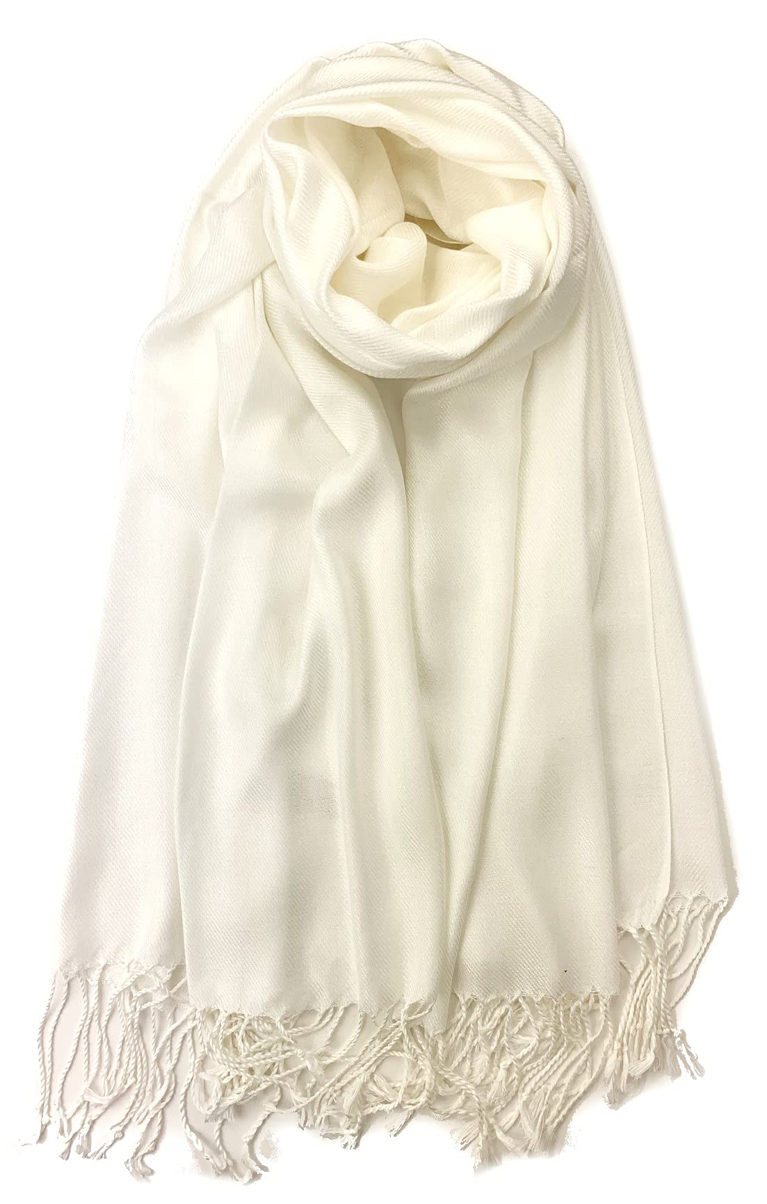 Plum FeathersPremium Solid Color and Metallic Fashion Scarf, Womens Pashmina Shawl Wrap with Fringes