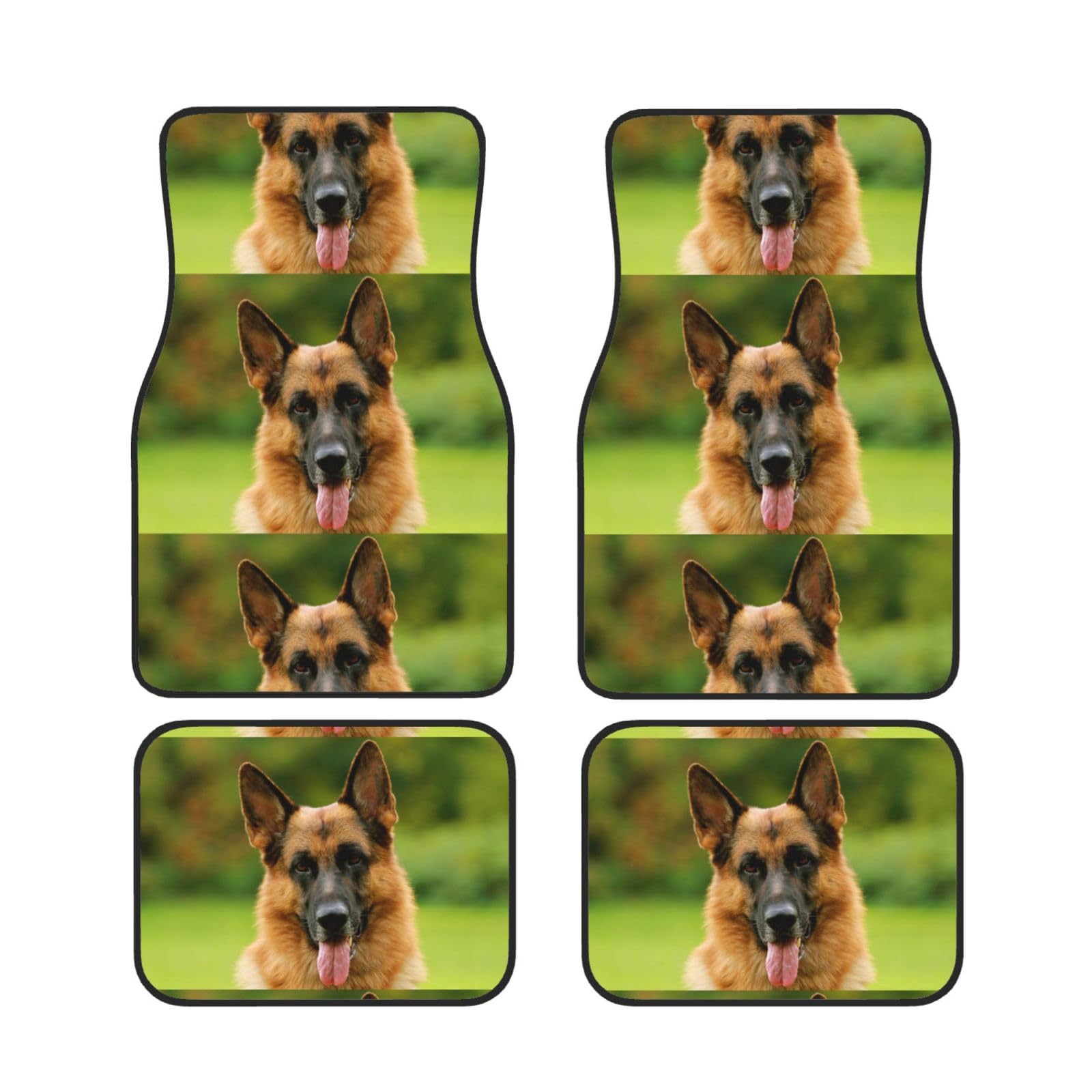 Fröhlicher Deutscher Schäferhund (gedruckt), 4er-Set Auto-Fußmatten, Neopren-Fußmatten für Fahrzeuge, rutschfeste Auto-Fußmatten, Autozubehör