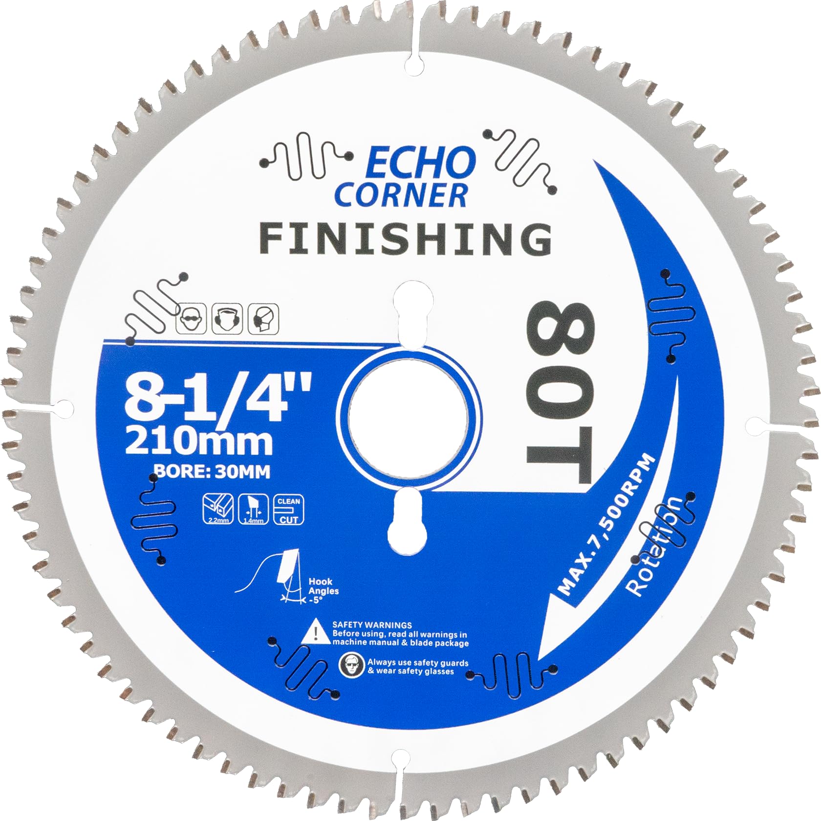 Echo Corner 210mm Sliding Compound Miter Saw Blade 80T, Ultra Finish Crosscut Wood Lumber Laminate Veneer Plywood Plastic
