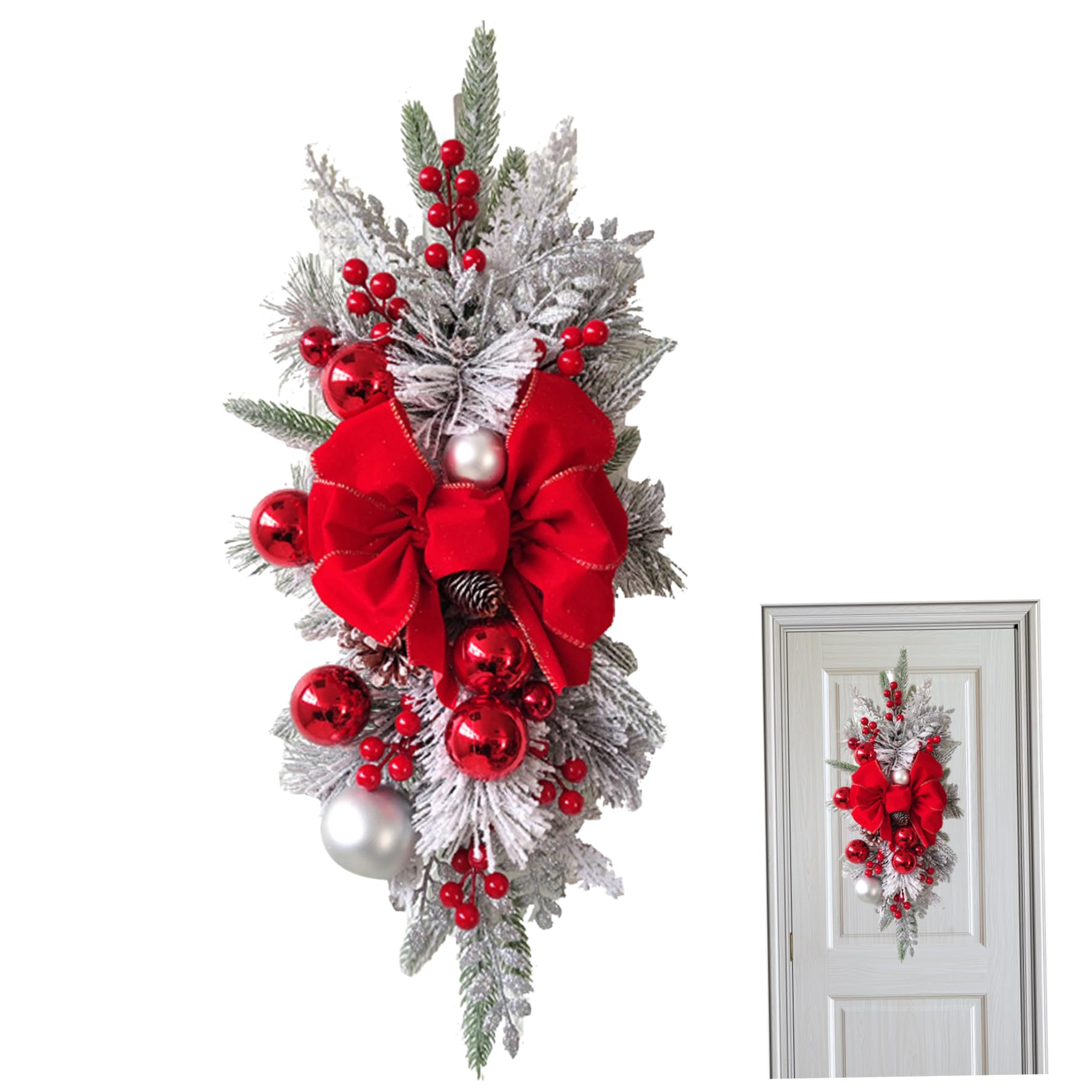 Couronne de Noël escalier forme larme lumineuse avec guirlande LED Gcroet