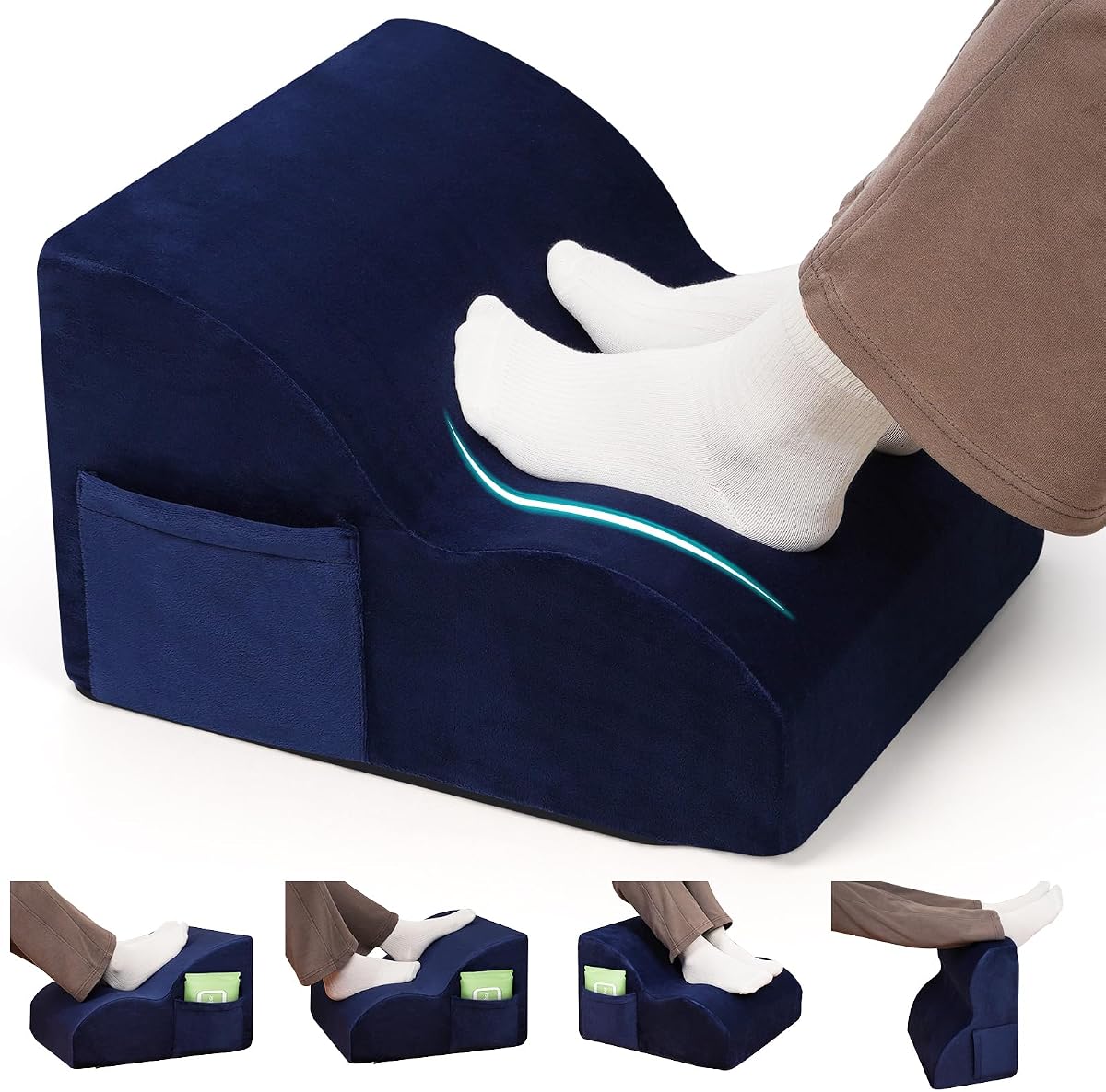 Foot Rest Under Desk,Ergonomic Foot Rest Office Comfort Foot Stool at Work | Foot Rest For Under Desk at Work,footstool for Office Home,3-tier Adjustable Footrest Support Foot Leg Elevation Pillow Blue