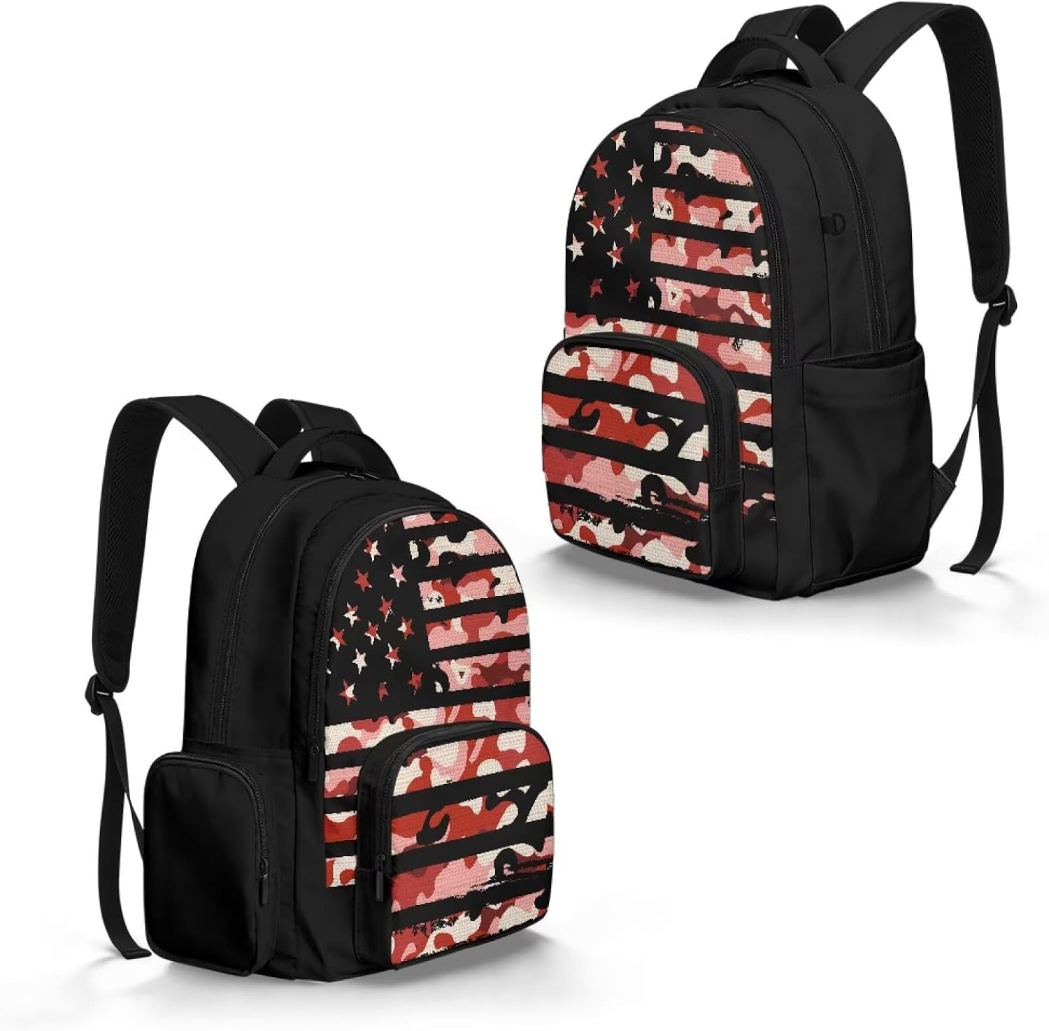 ZOUTAIRONG American Flag Kids School Bag Red Camo 17 Inch Lightweight Large Capacity Cartoon Backpack for Girls Boys Cute Schoolbag for Elementary School