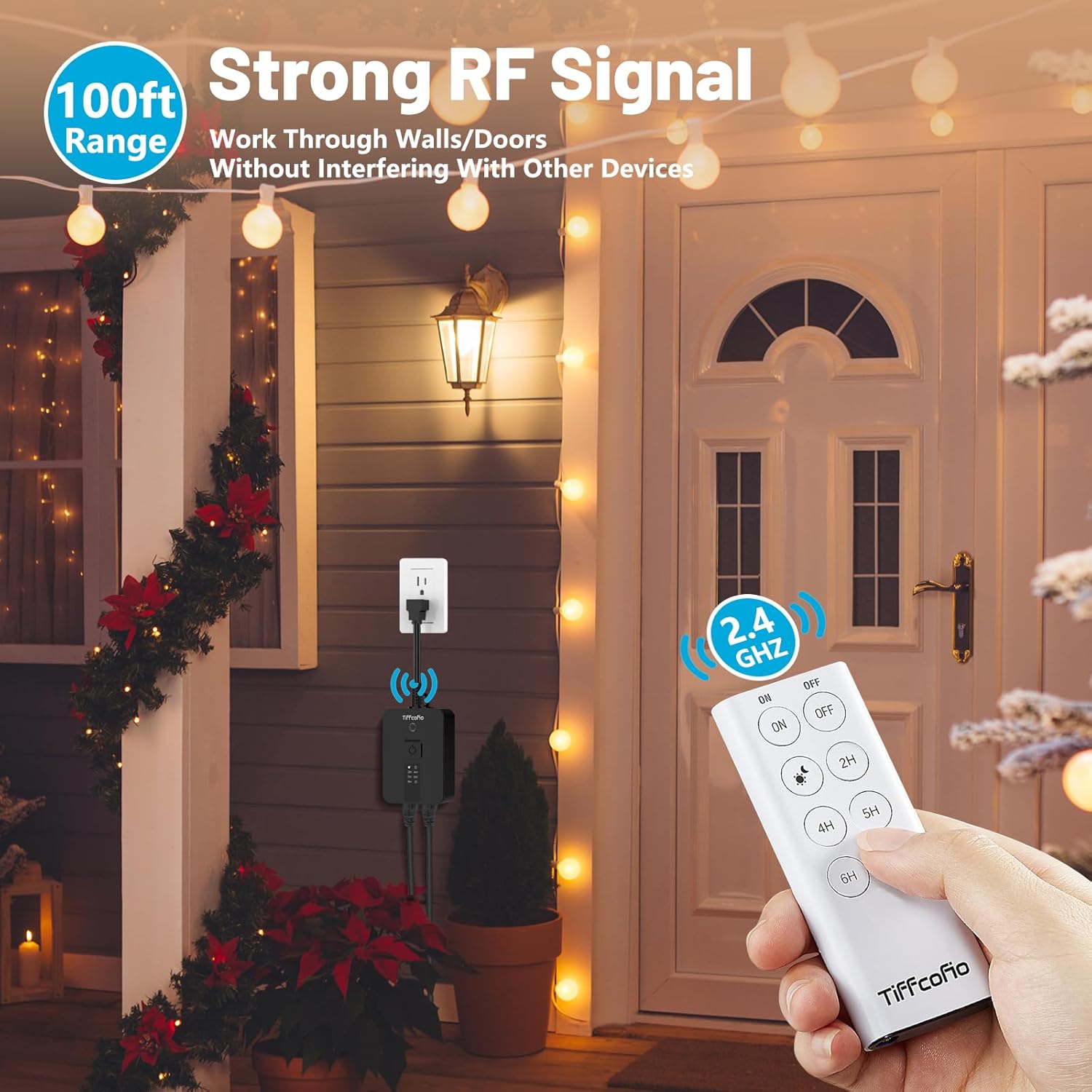 TiFFCOFiO Outdoor Timer remote control with 100ft RF signal range