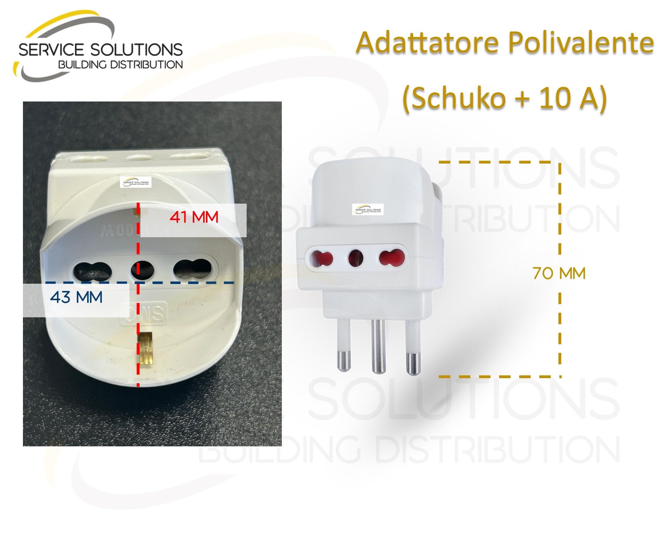 Kit 4 Pezzi Presa Tripla: 1 Schuko e 2 Bivalenti o 3 Bivalenti
