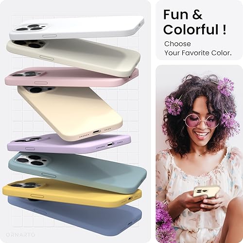 Miniatura 4 de ORNARTO Funda compatible con iPhone 14 Pro Max de 6.7, silicona líquida delgada de 3 capas cubierta completa de goma de gel suave funda protectora
