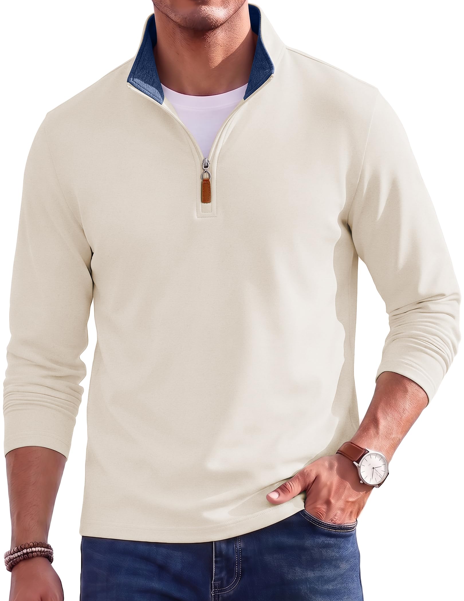 COOFANDY Men's Quarter Zip Pullover Fleece Lightweight Mock Neck Sweatshirt | Basic 1/4 Z…