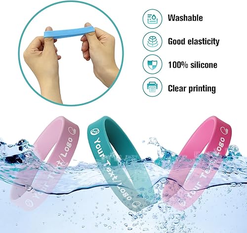 Miniatura 8 de Pulseras de silicona personalizadas a granel 30/100/500/1000 unidades con texto de imagen, imágenes prediseñadas, logotipo, mensaje, pulseras de