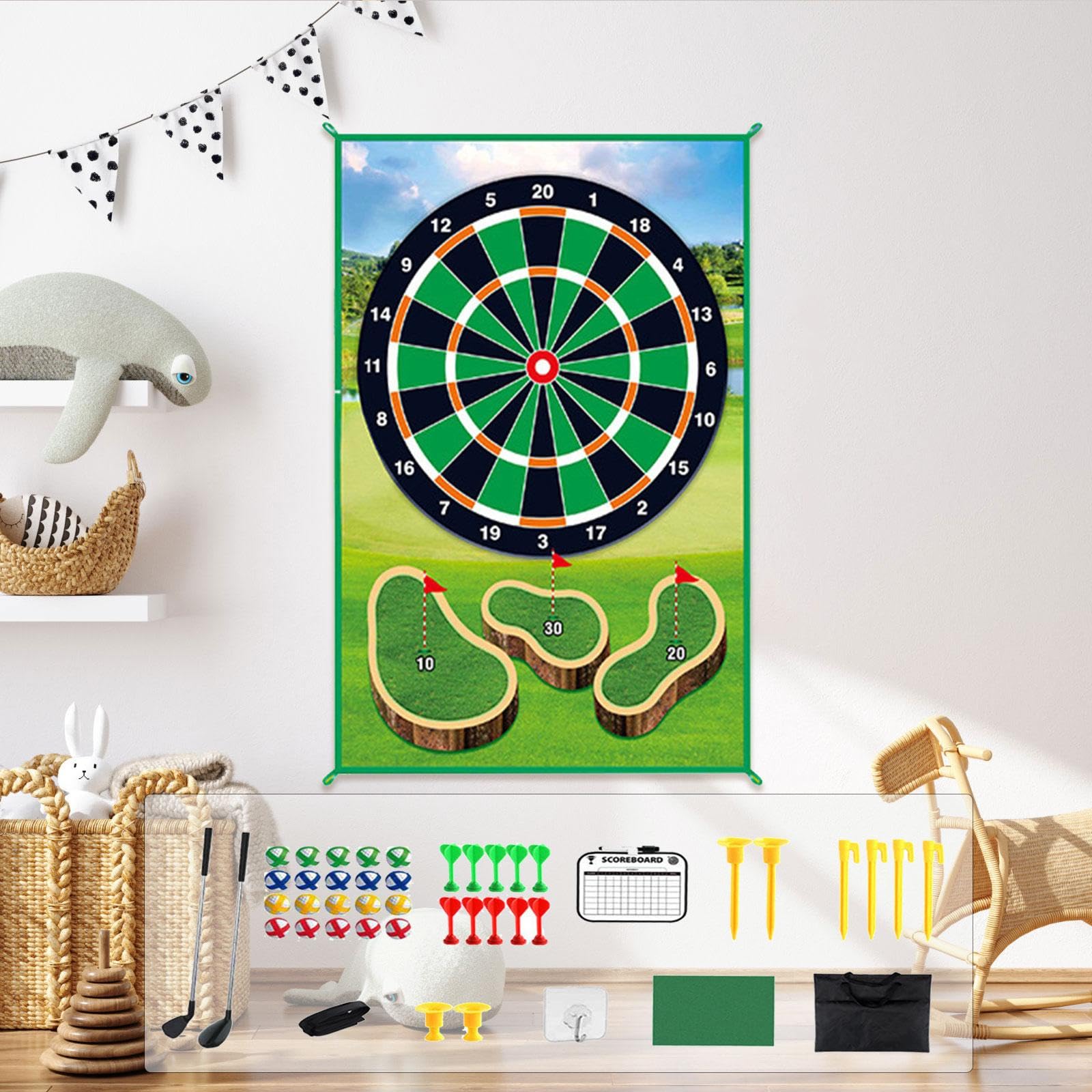 Golfspielmatten Set für Erwachsene Und Kinder, Tragbares Golfzubehör Und Bälle, Golfschwungtrainer, für Zuhause Und Büro, Stil D