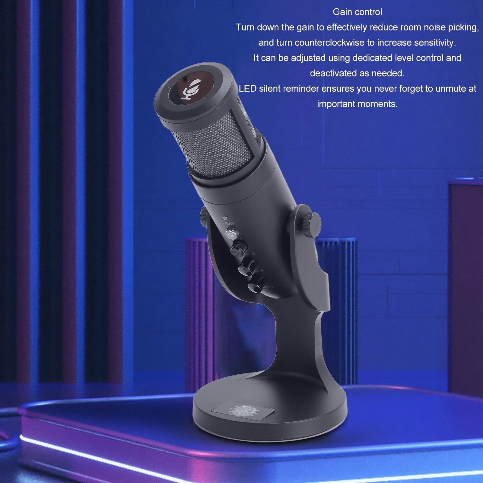 Goshyda Microfono da Gioco USB, per PC, per, per PS5, Microfono a Condensatore da Studio e per Computer, Controllo del Guadagno, Podcast, per Twitch, per YouTube, per Discord