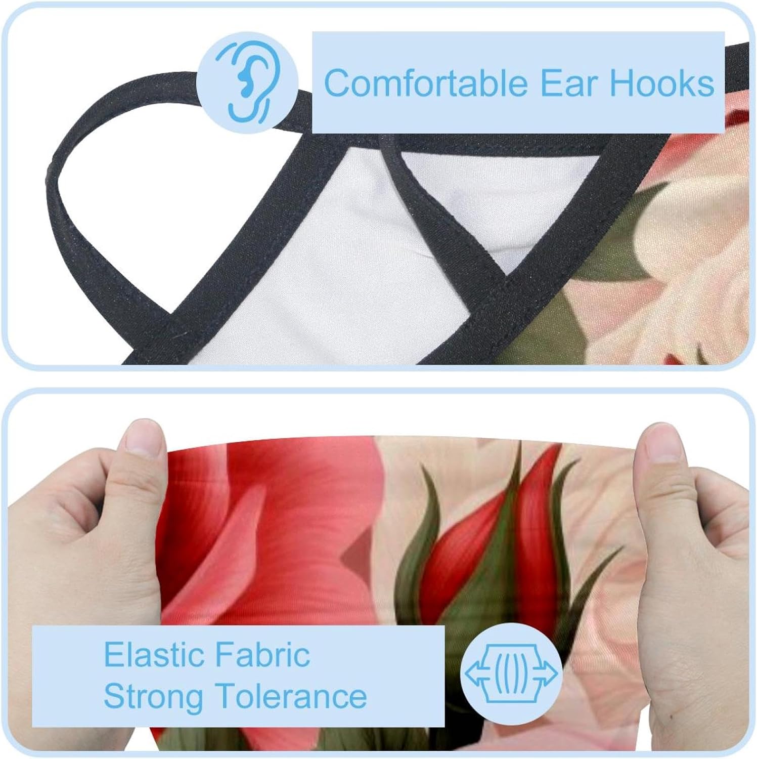 4 Pieces Rose Neck Gaiter Face Cover for Sun Protection UPF 50+ UV Face Mask Reflective for Men Women Fishing Cycling Hiking