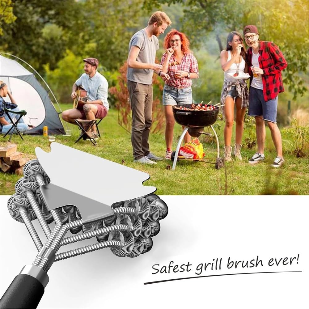 Spazzola e raschietto per griglia in acciaio inox, senza setole, spazzola per griglia per barbecue all'aperto, pulizia barbecue, 43,2 cm
