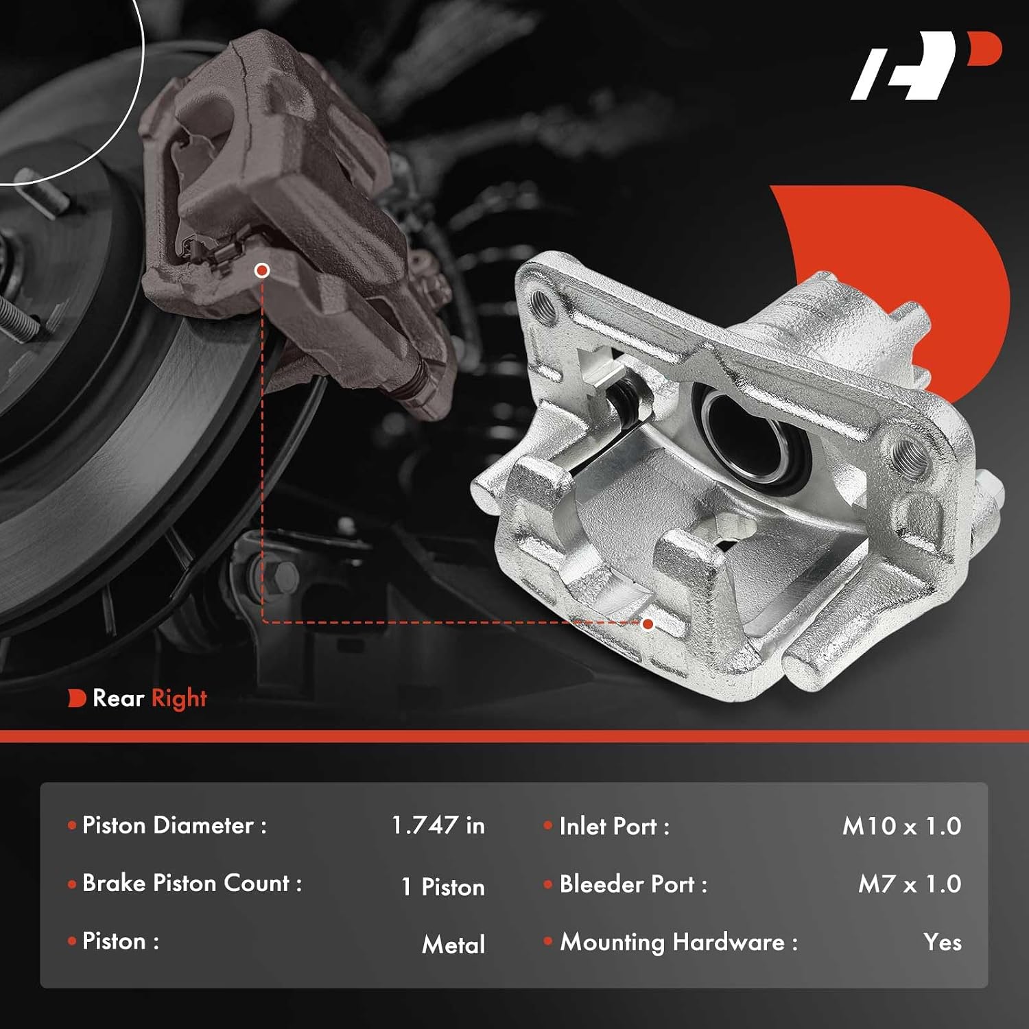 A-Premium Rear Right Passenger Side Disc Brake Caliper Assembly with Bracket Compatible with Select Mitsubishi Montero 2001 2002 2003 2004 2005 2006, V6 3.5L, V6 3.8L