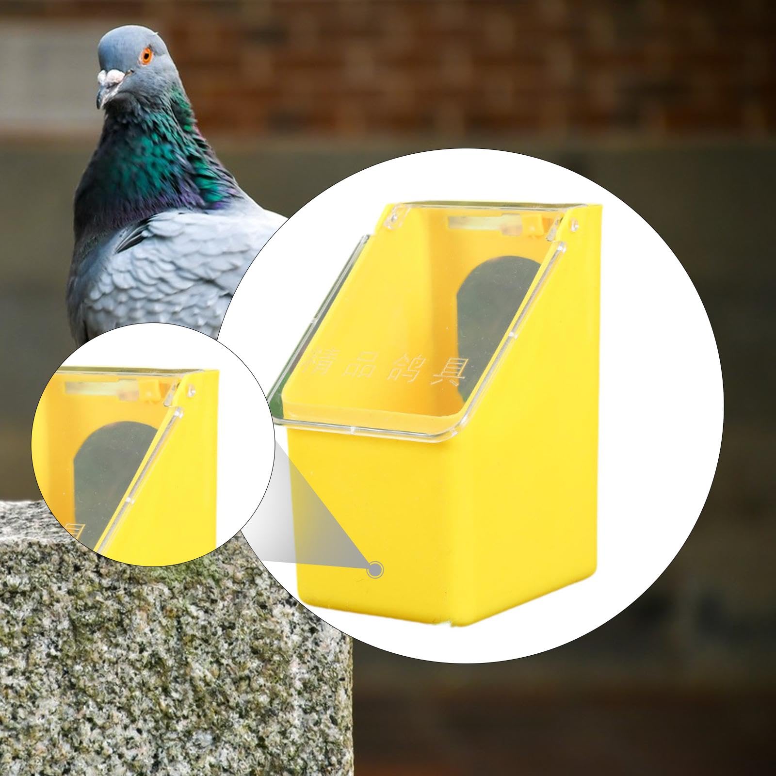 predolo Comedero para Palomas, tórtolas y pájaros. Dispensador de Comida Colgante para y periquitos, Amarillo