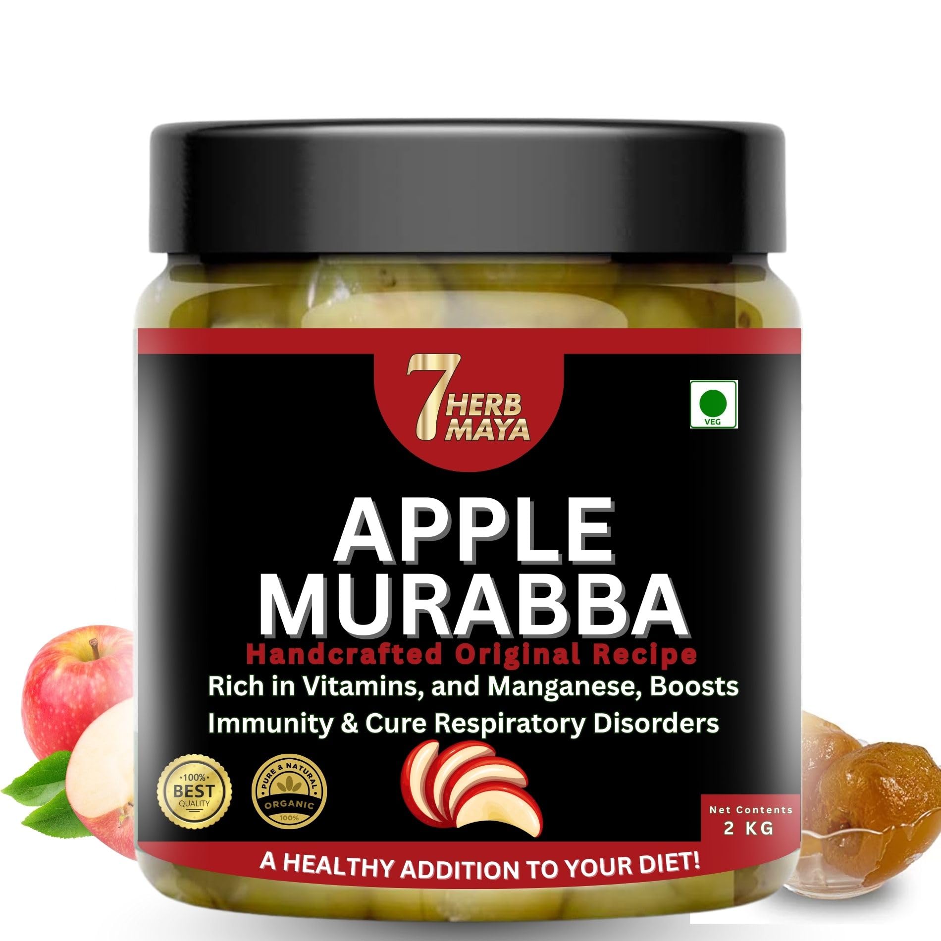7Herbmaya Apple Murabba Zero Preservatives | Traditional Seb Ka Murabba in Syrup | Naturally Sweet & Flavorful | Great for Snack Gifts & Festive Hampers (2 Kg)-image-7