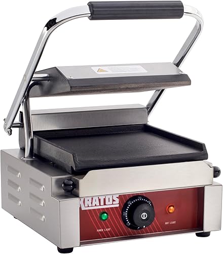 Miniatura 58 de Kratos Parrilla de sándwich Panini eléctrica comercial con placas ranuradas, superficie de cocción de 18.7 x 9 pulgadas, prensa Panini de encimera
