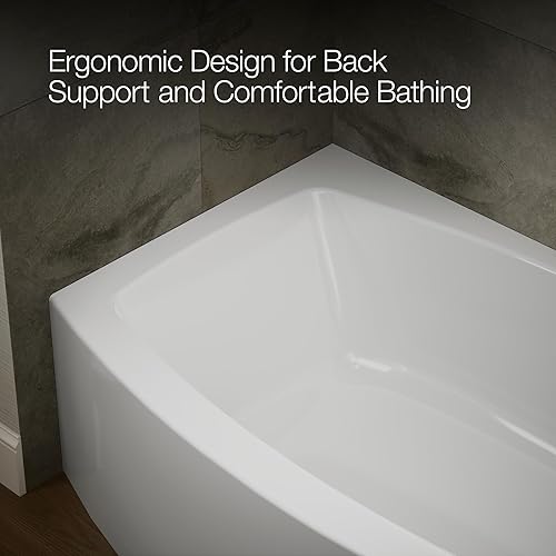 Miniatura 8 de KOHLER 1100-RA-0 Expanse - Bañera acrílica para alcoba de 60 x 32 pulgadas con drenaje a mano derecha, diseño compacto, color blanco