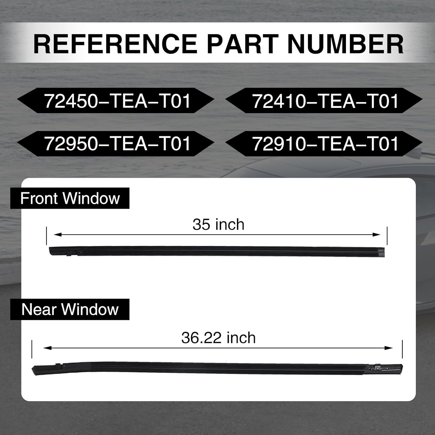 4PCS Weatherstrip Window Molding Trim Seal Belt Compatible with Honda Civic 4 Door Sedan 2016 2017 2018 2019 2020 2021 Replaces# 72450-TEA-T01 72410-TEA-T01 72950-TEA-T01 72910-TEA-T01
