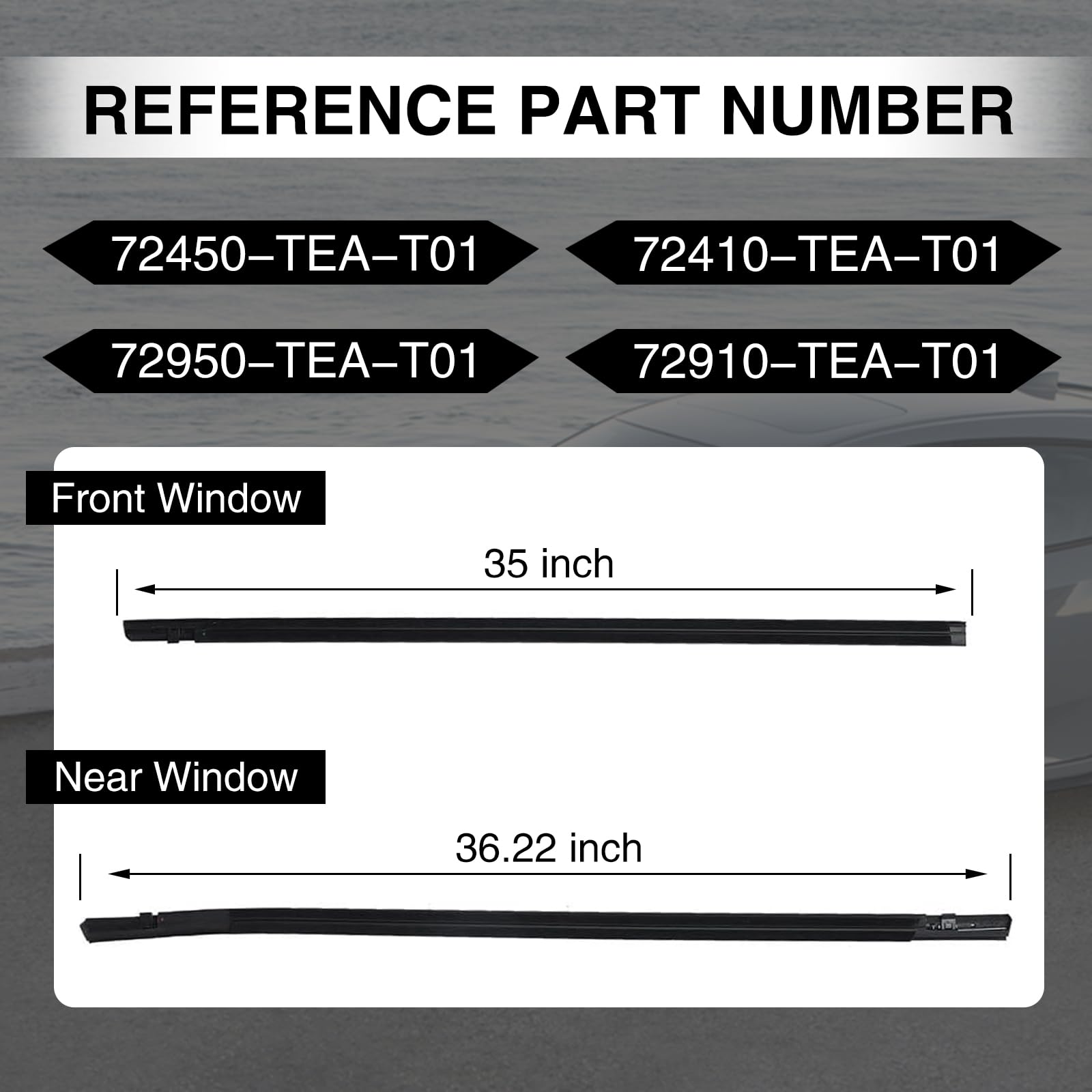 4 correas de sellado para molduras de ventana compatibles con Honda Civic de 4 puertas Sedan 2016 2017 2018 2019 2020 2021 reemplaza # 72450-TEA-T01 72410-TEA-T01 72950-TEA-T01 72911 0-TEA-TÉ 01