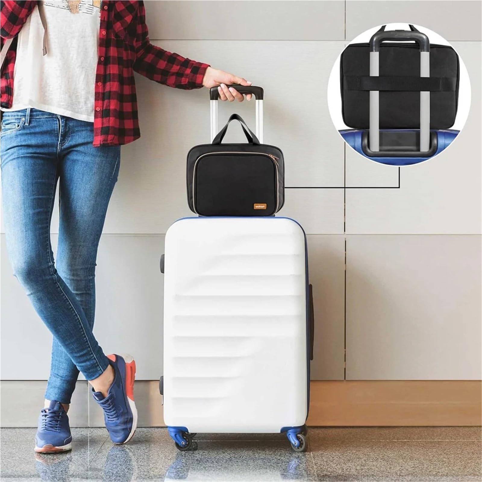 Borsa da toilette da viaggio Borsa da toilette pieghevole Organizzatore appendere trucco bagno Custodia viaggio for cosmetici con separazione asciutta e bagnata