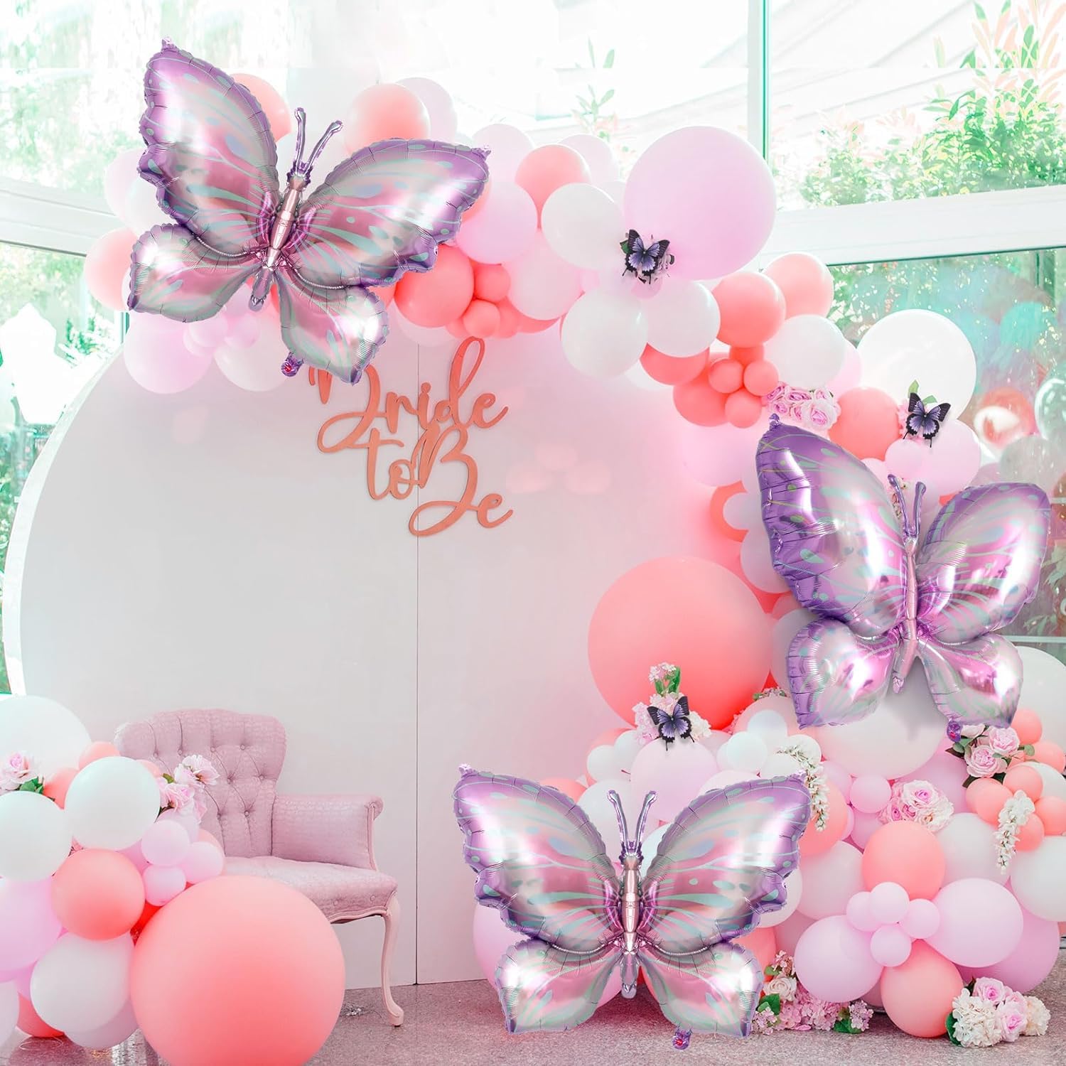 6 Pieces Butterfly Balloons, Purple Butterfly Foil Mylar...